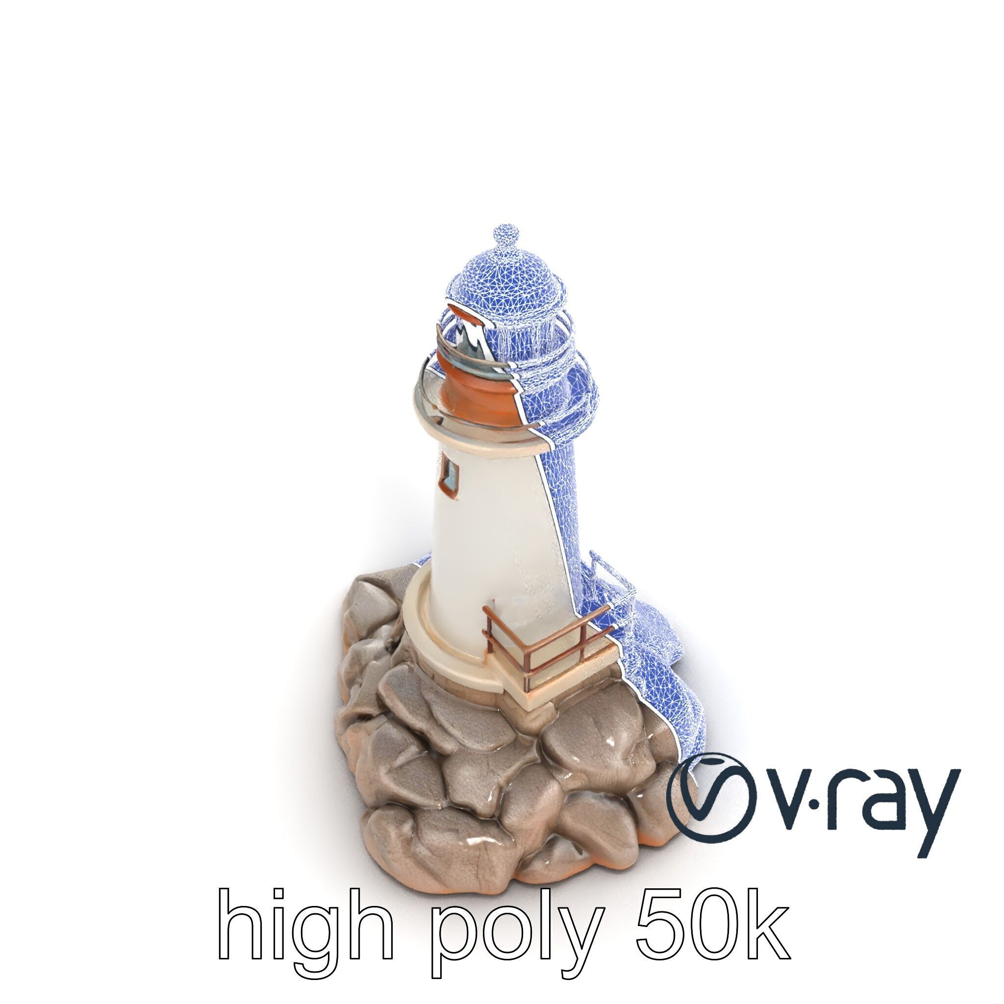 Rustic Lighthouse Coastal Scene model pack Low-poly 3D model_19