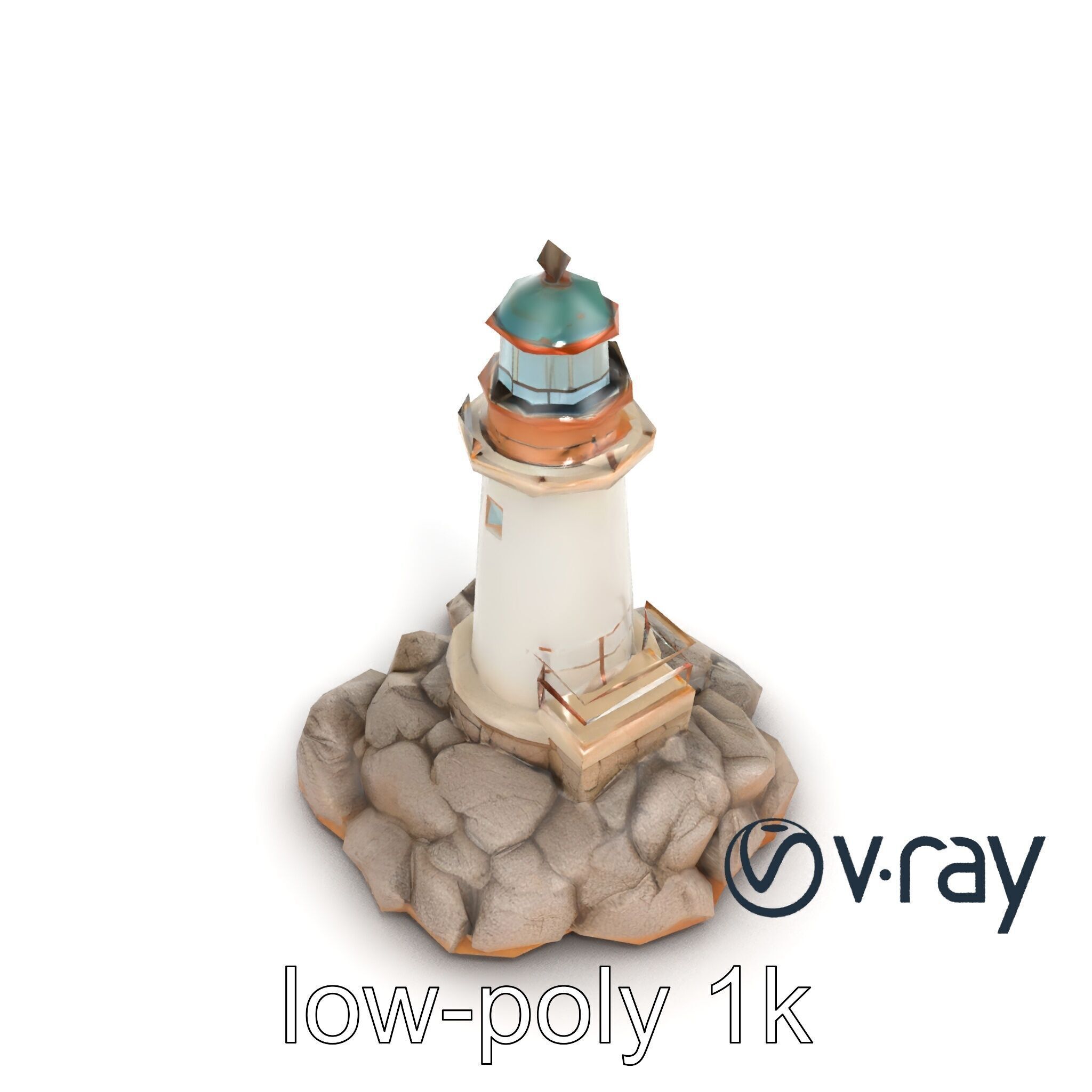 Rustic Lighthouse Coastal Scene model pack Low-poly 3D model_8