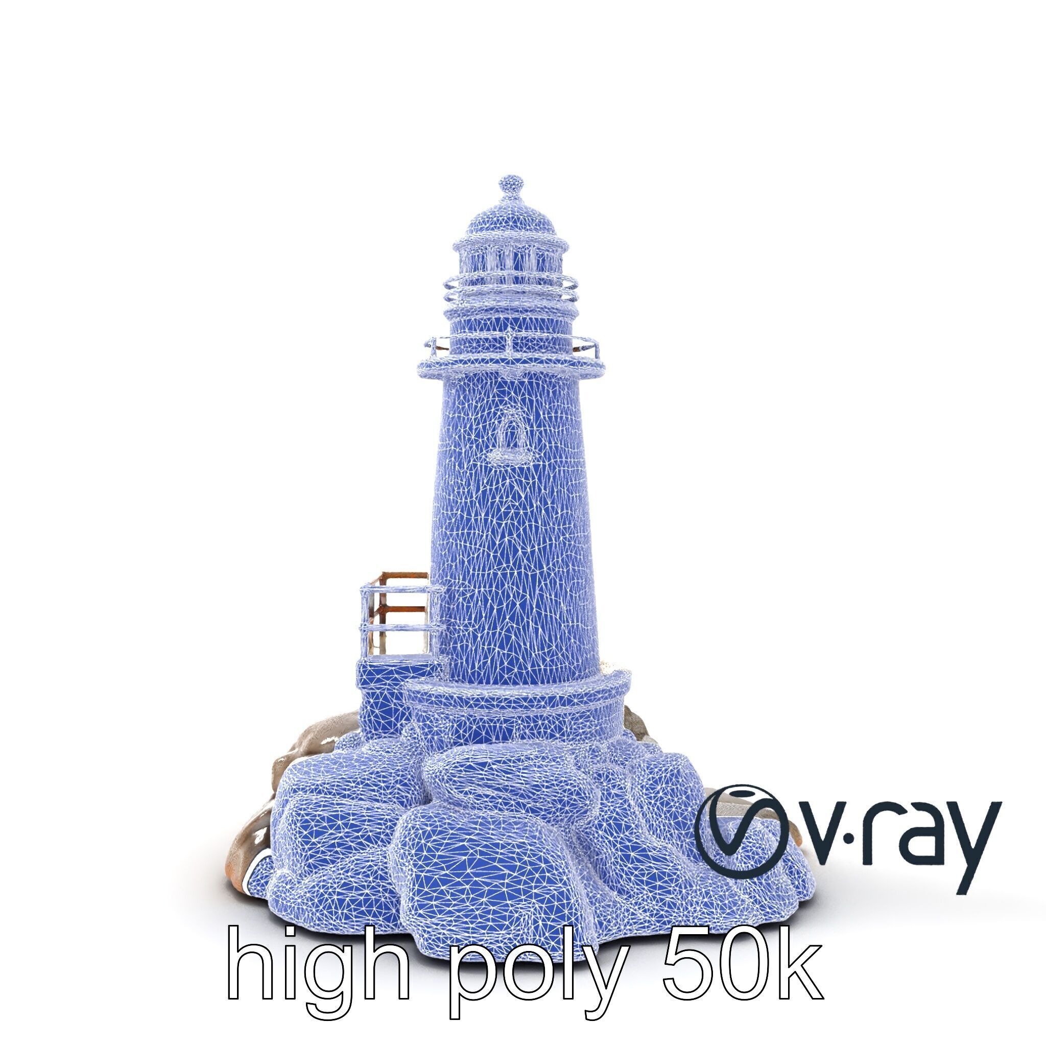 Rustic Lighthouse Coastal Scene model pack Low-poly 3D model_26
