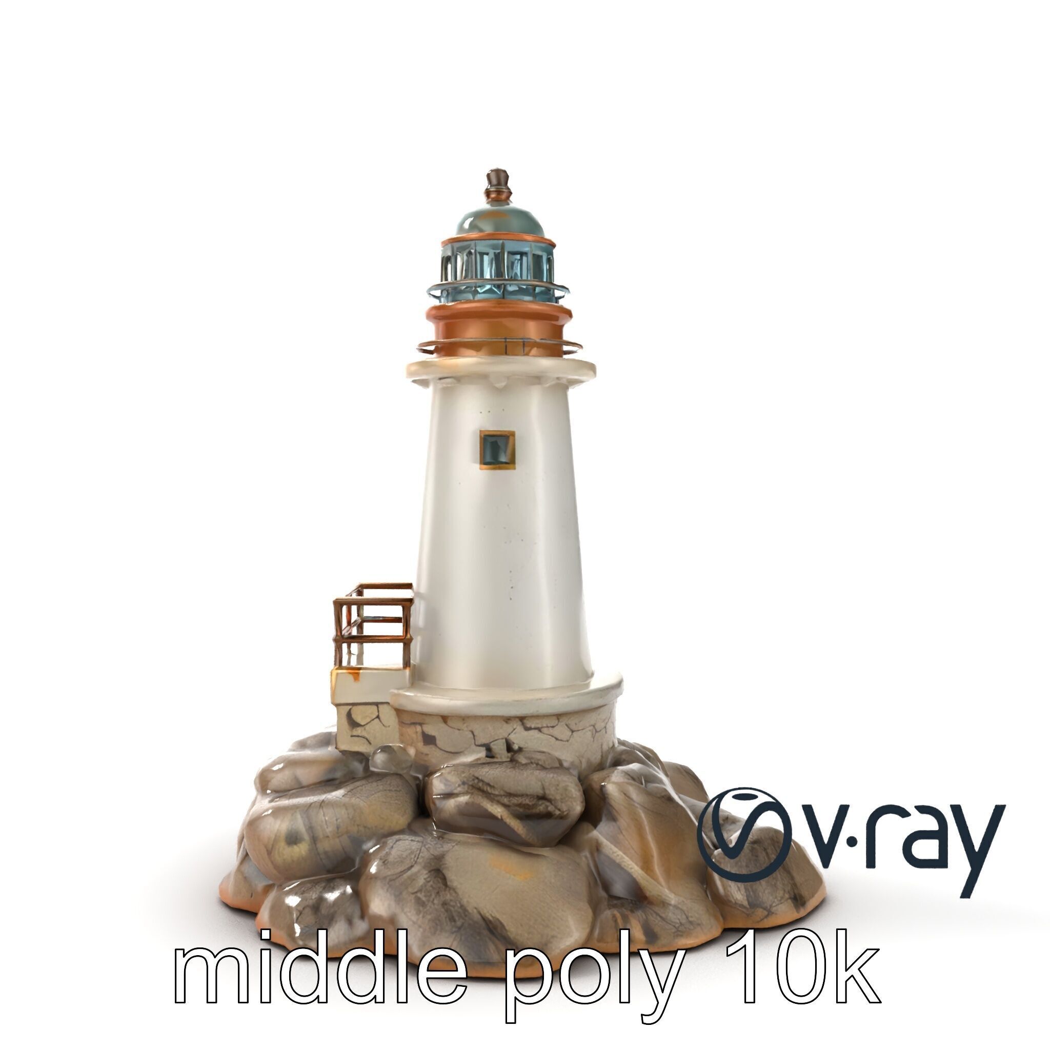 Rustic Lighthouse Coastal Scene model pack Low-poly 3D model_10