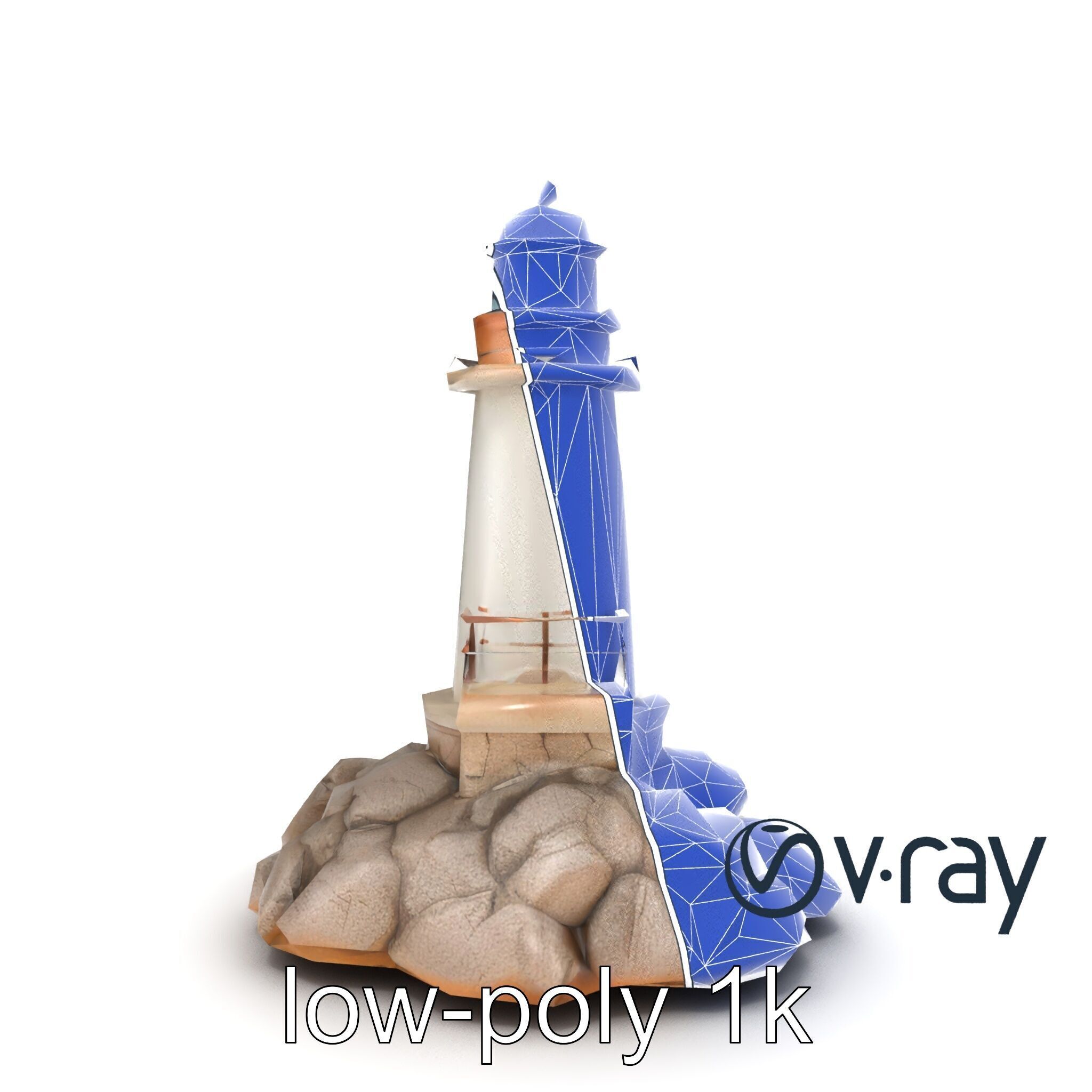 Rustic Lighthouse Coastal Scene model pack Low-poly 3D model_15