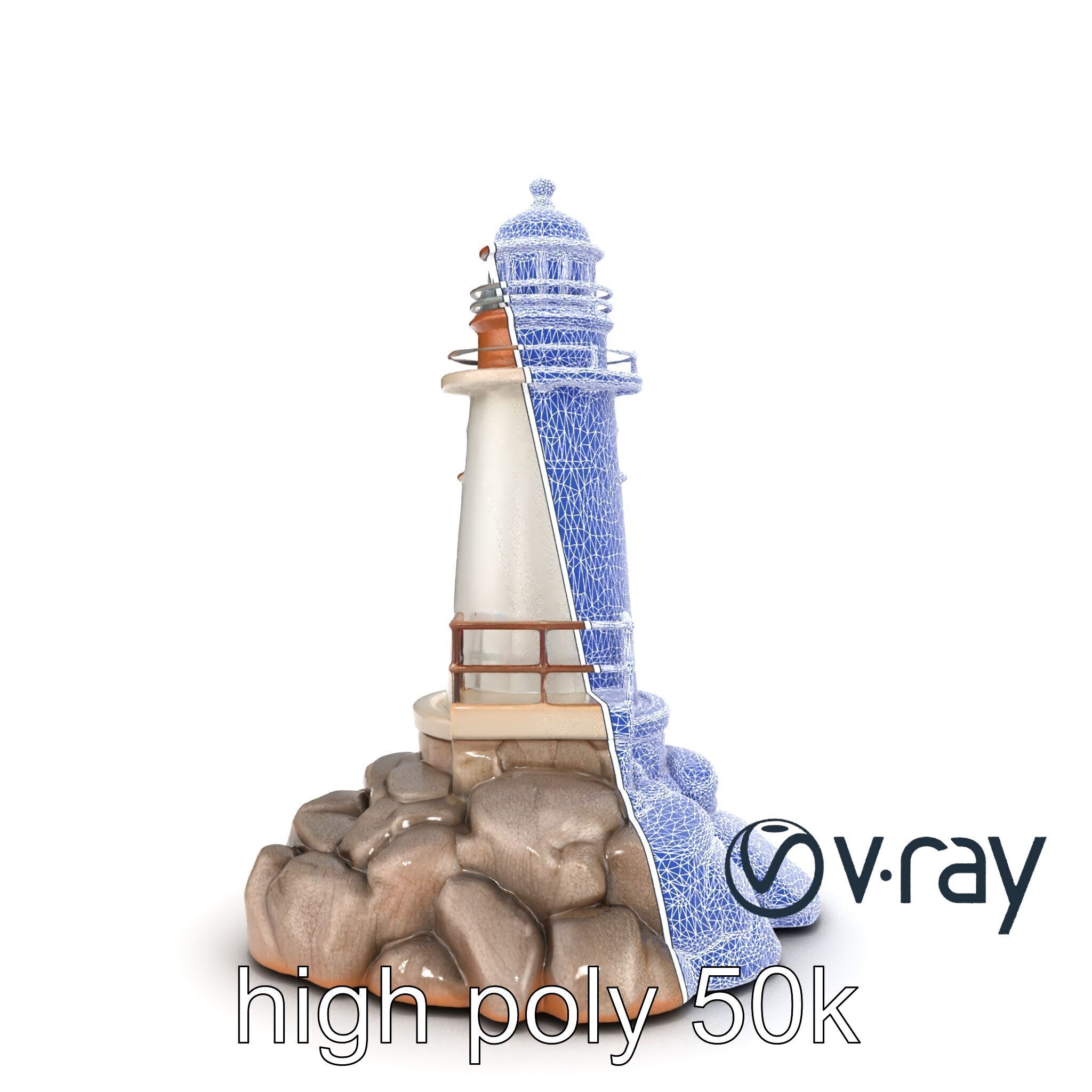 Rustic Lighthouse Coastal Scene model pack Low-poly 3D model_21