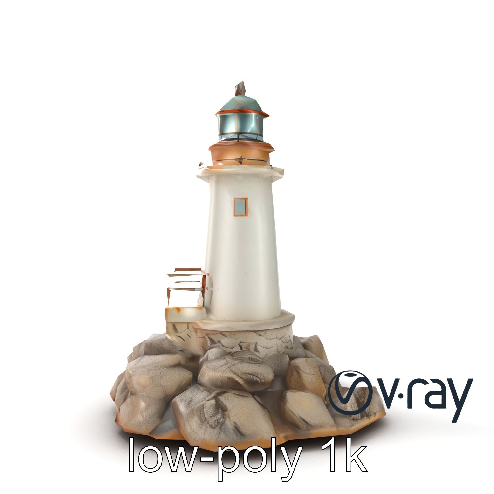 Rustic Lighthouse Coastal Scene model pack Low-poly 3D model_30