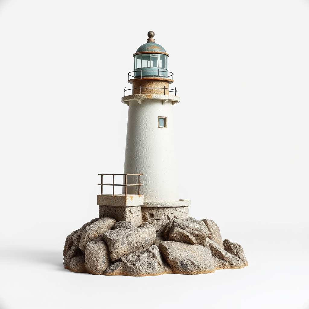 Rustic Lighthouse Coastal Scene model pack Low-poly 3D model_3
