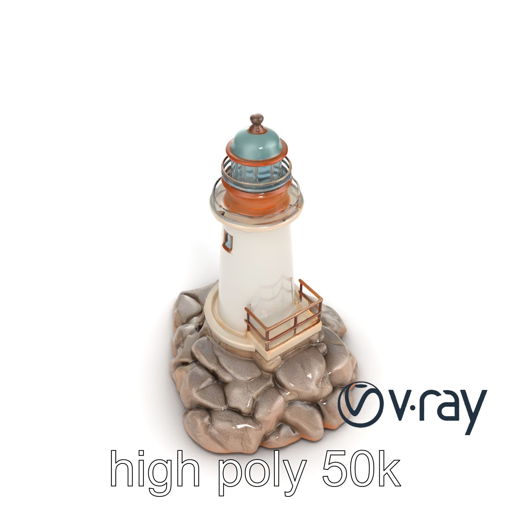Rustic Lighthouse Coastal Scene model pack Low-poly 3D model_12