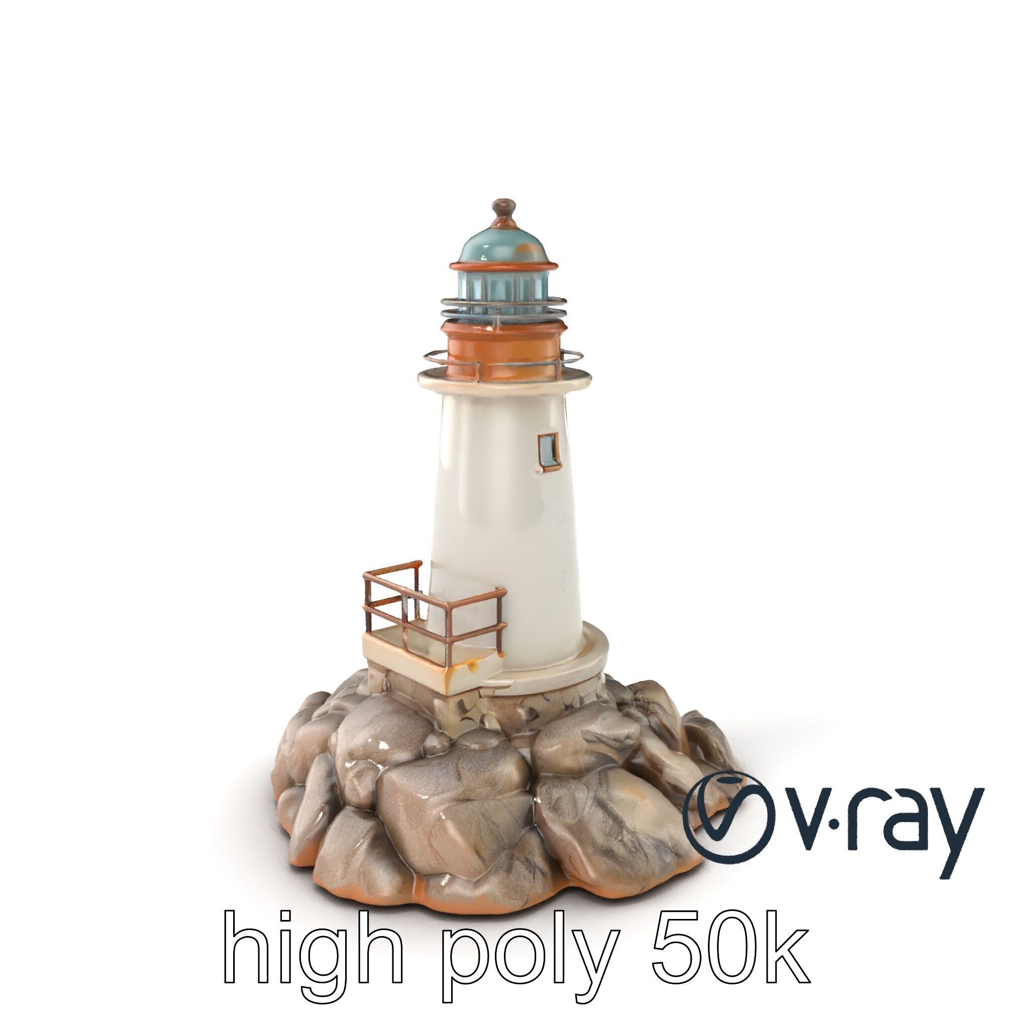 Rustic Lighthouse Coastal Scene model pack Low-poly 3D model_6