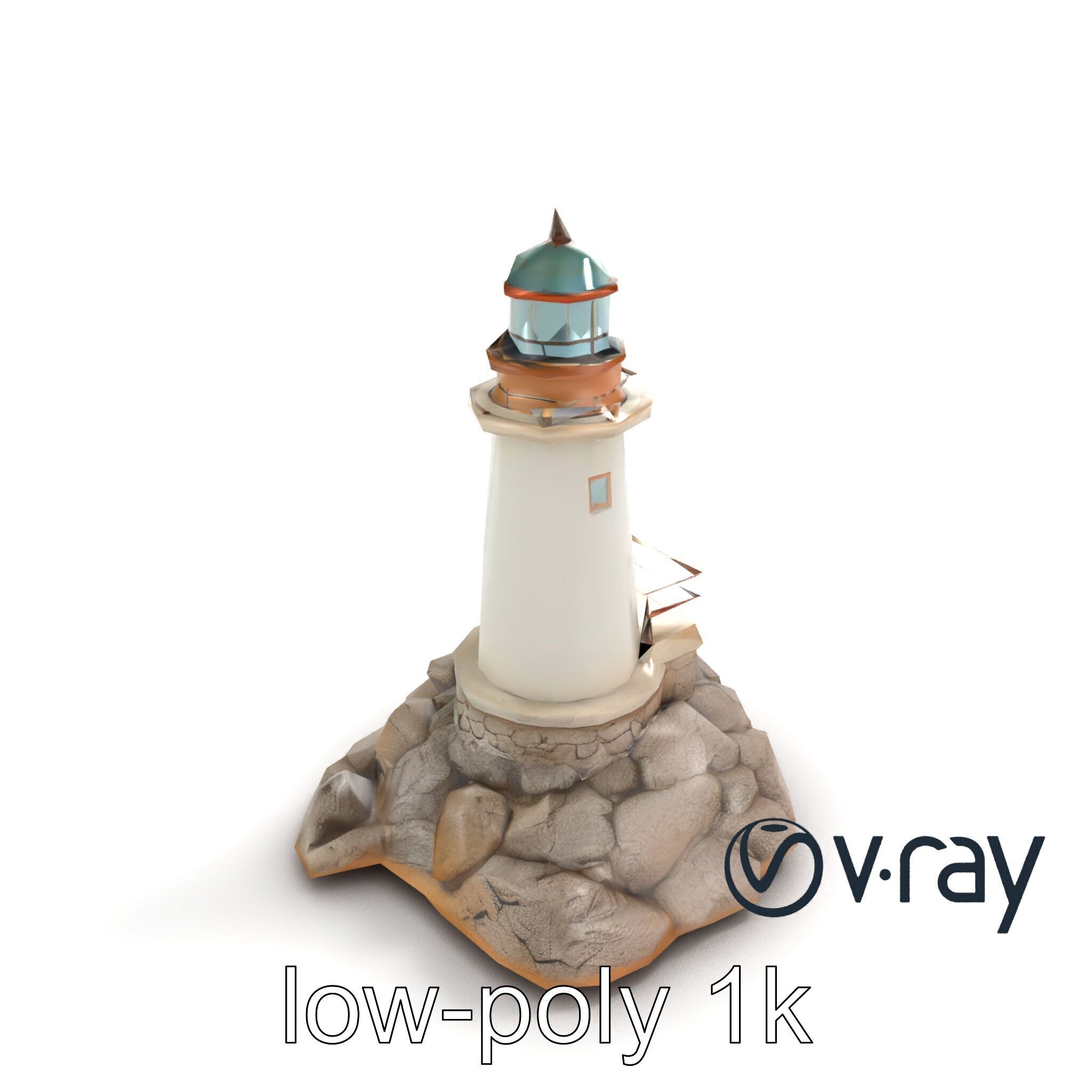 Rustic Lighthouse Coastal Scene model pack Low-poly 3D model_5
