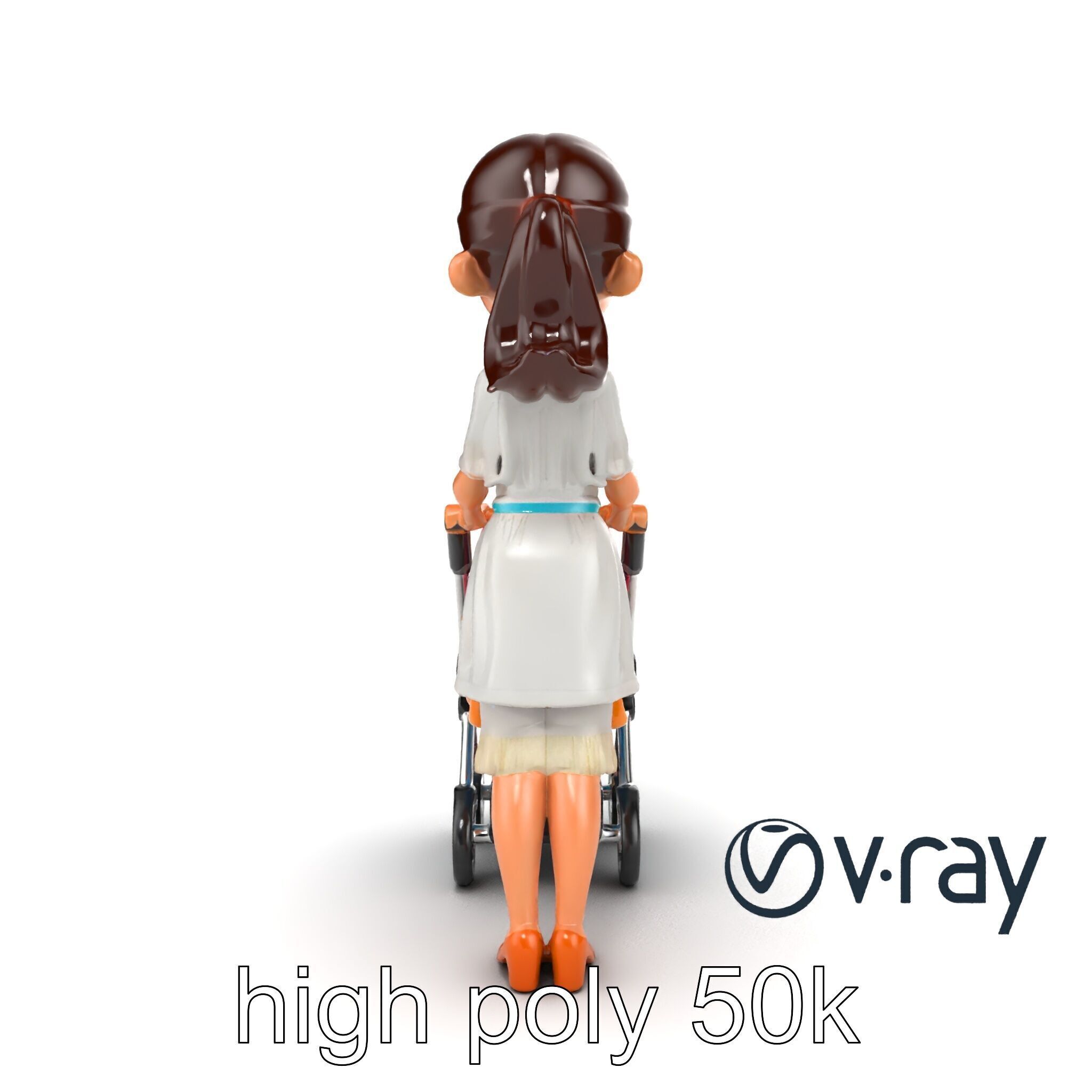 Stylized Woman and Baby with Colorful Stroller model pack Low-poly 3D model_27