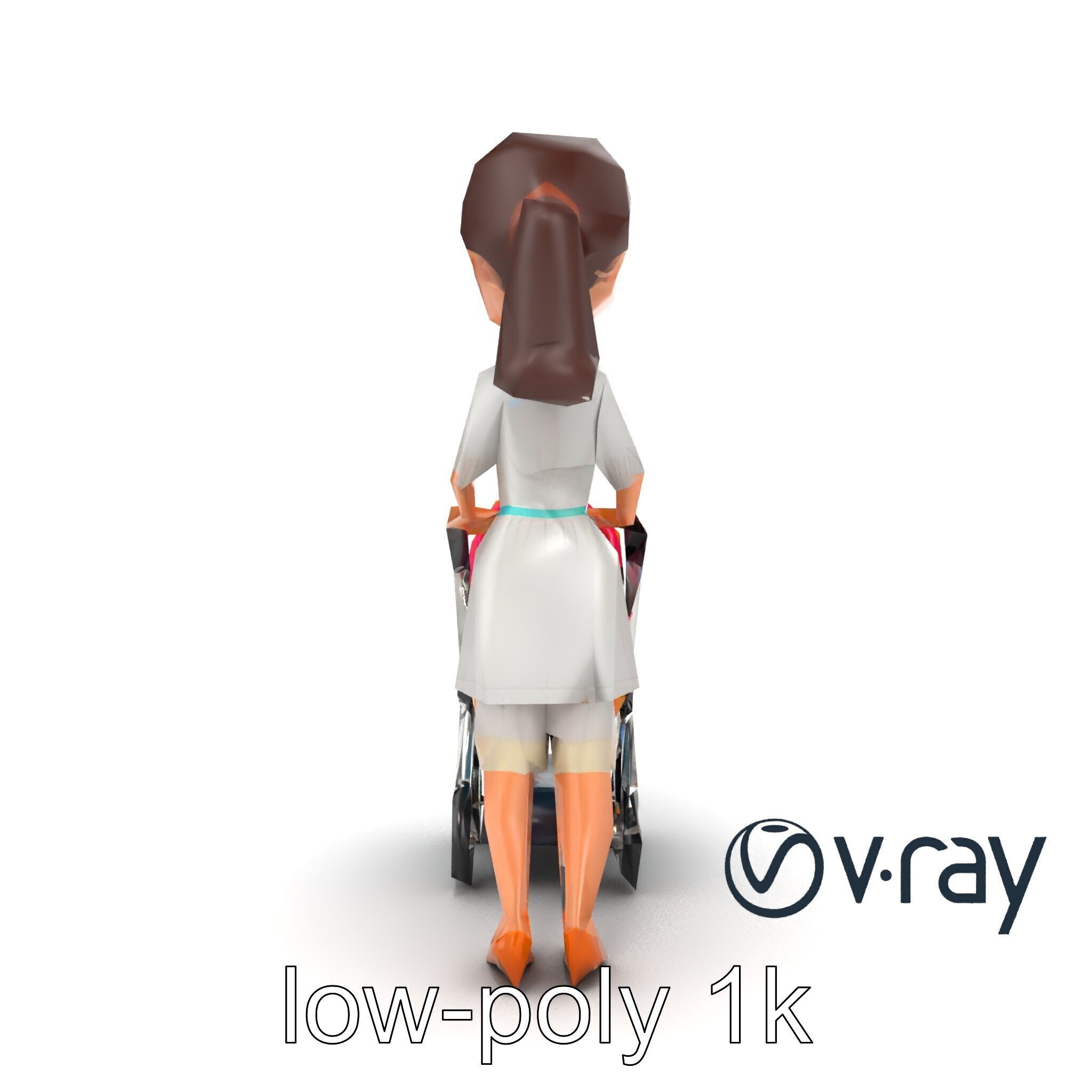 Stylized Woman and Baby with Colorful Stroller model pack Low-poly 3D model_30