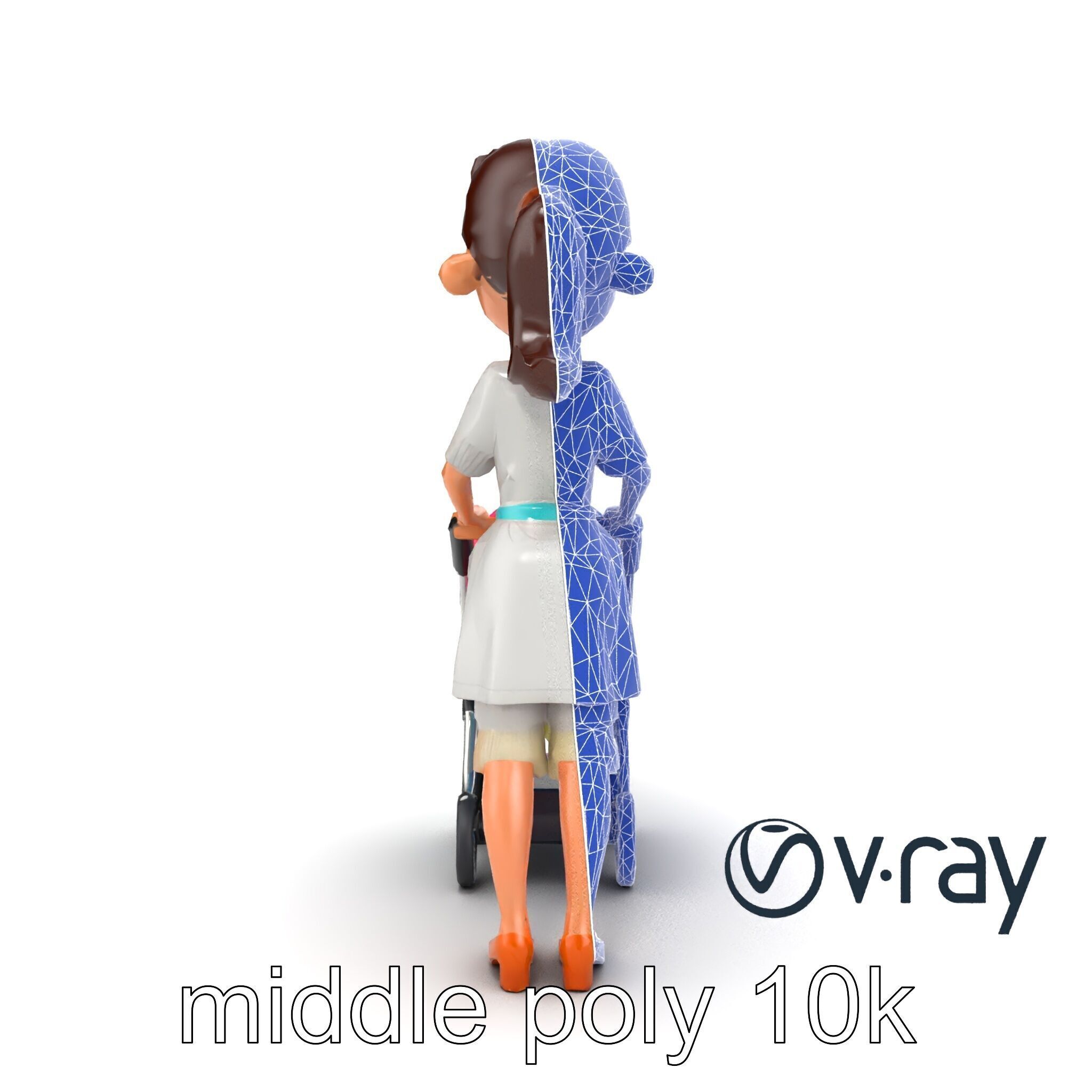 Stylized Woman and Baby with Colorful Stroller model pack Low-poly 3D model_25