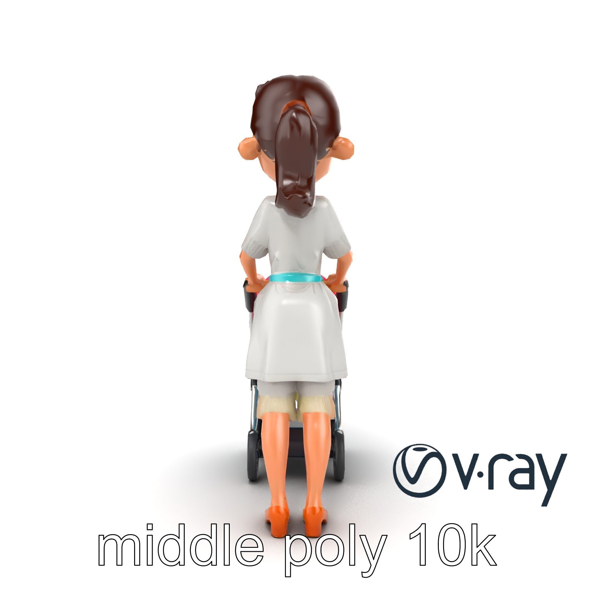 Stylized Woman and Baby with Colorful Stroller model pack Low-poly 3D model_23