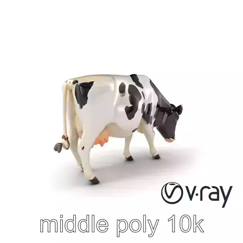 Realistic Cow Black-White Pattern model pack Low-poly 3D model