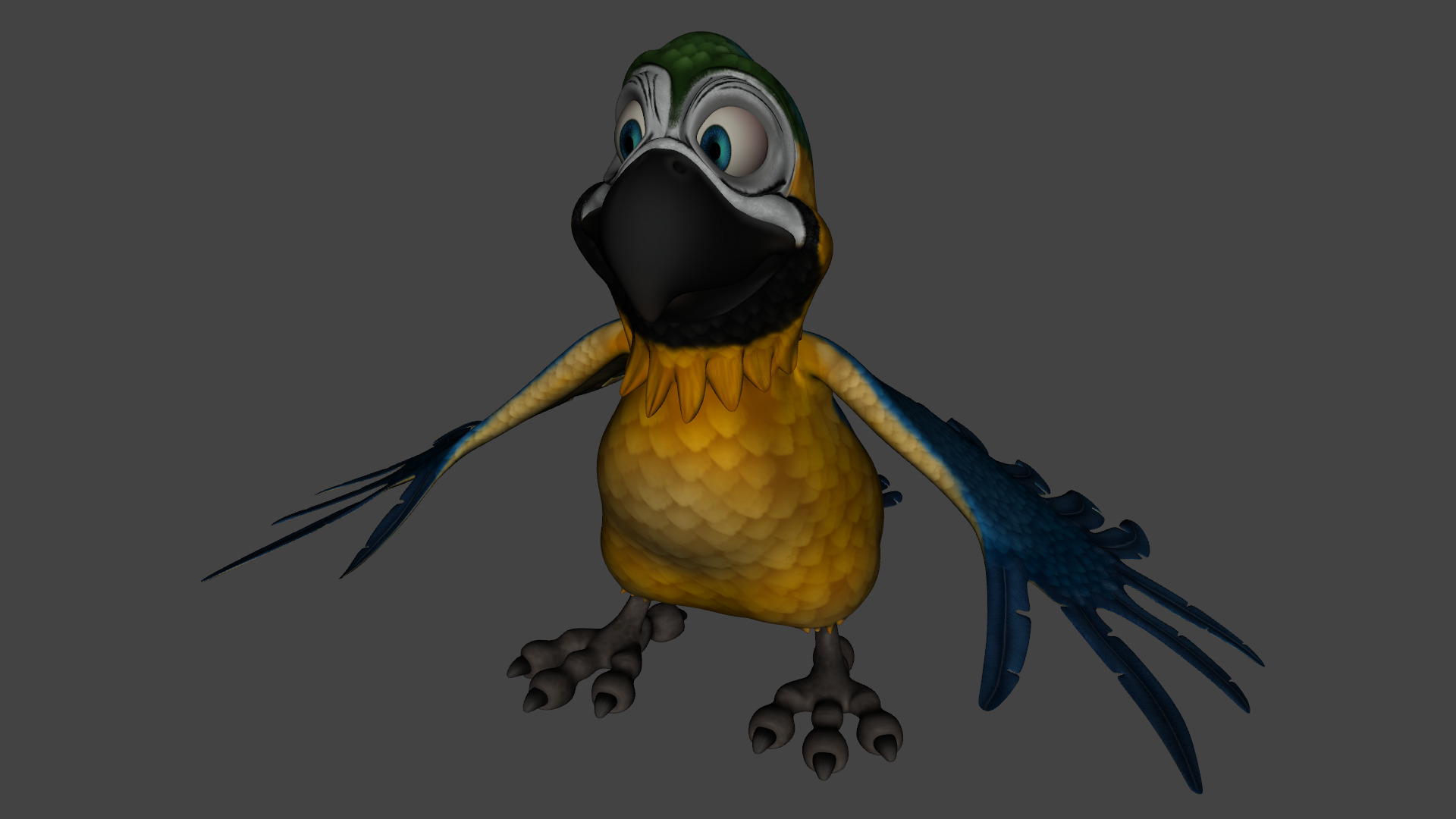 Macaw Parrot Rigged Low-poly 3D model_16