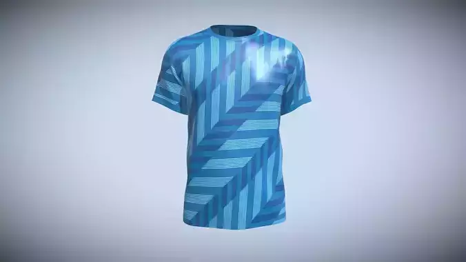 Soccer Blue Stripe Jersey Player-11 In Low Poly
