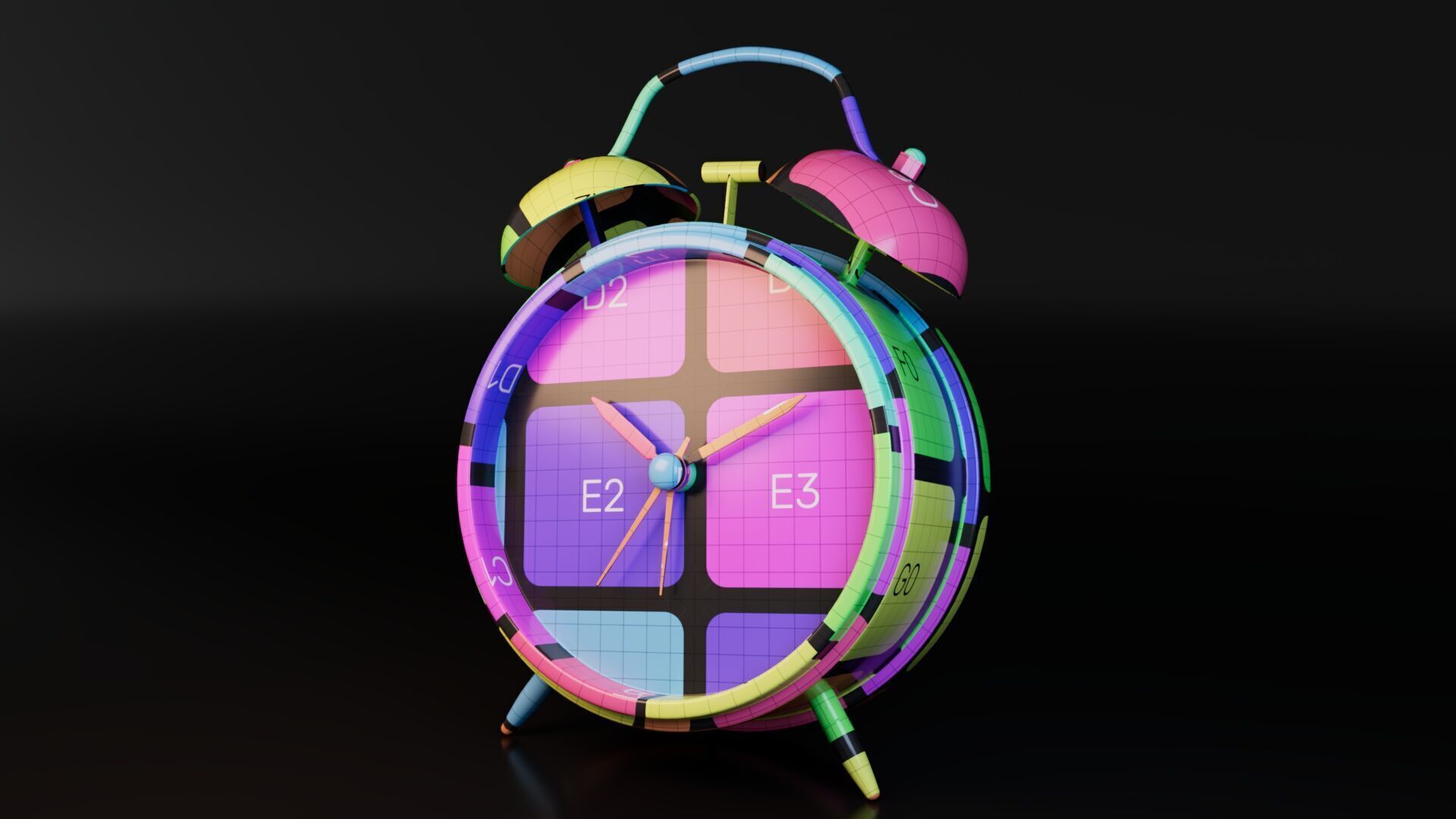 Table Clock Low-poly 3D model_7