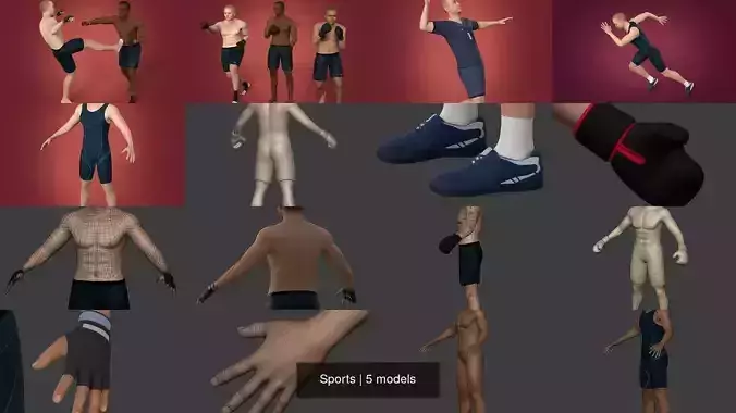 Sports - Athlete - Volleyball Player - Wrestler - Kick-Boxing  3D Model Collection
