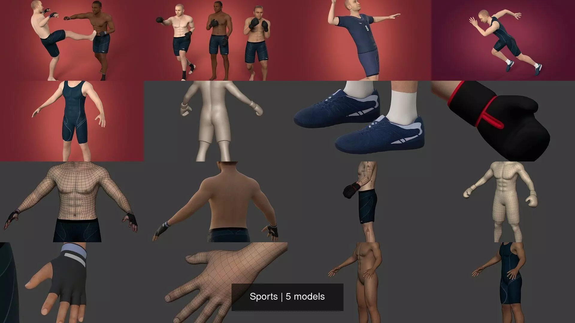 Sports - Athlete - Volleyball Player - Wrestler - Kick-Boxing 3D Model Collection_0