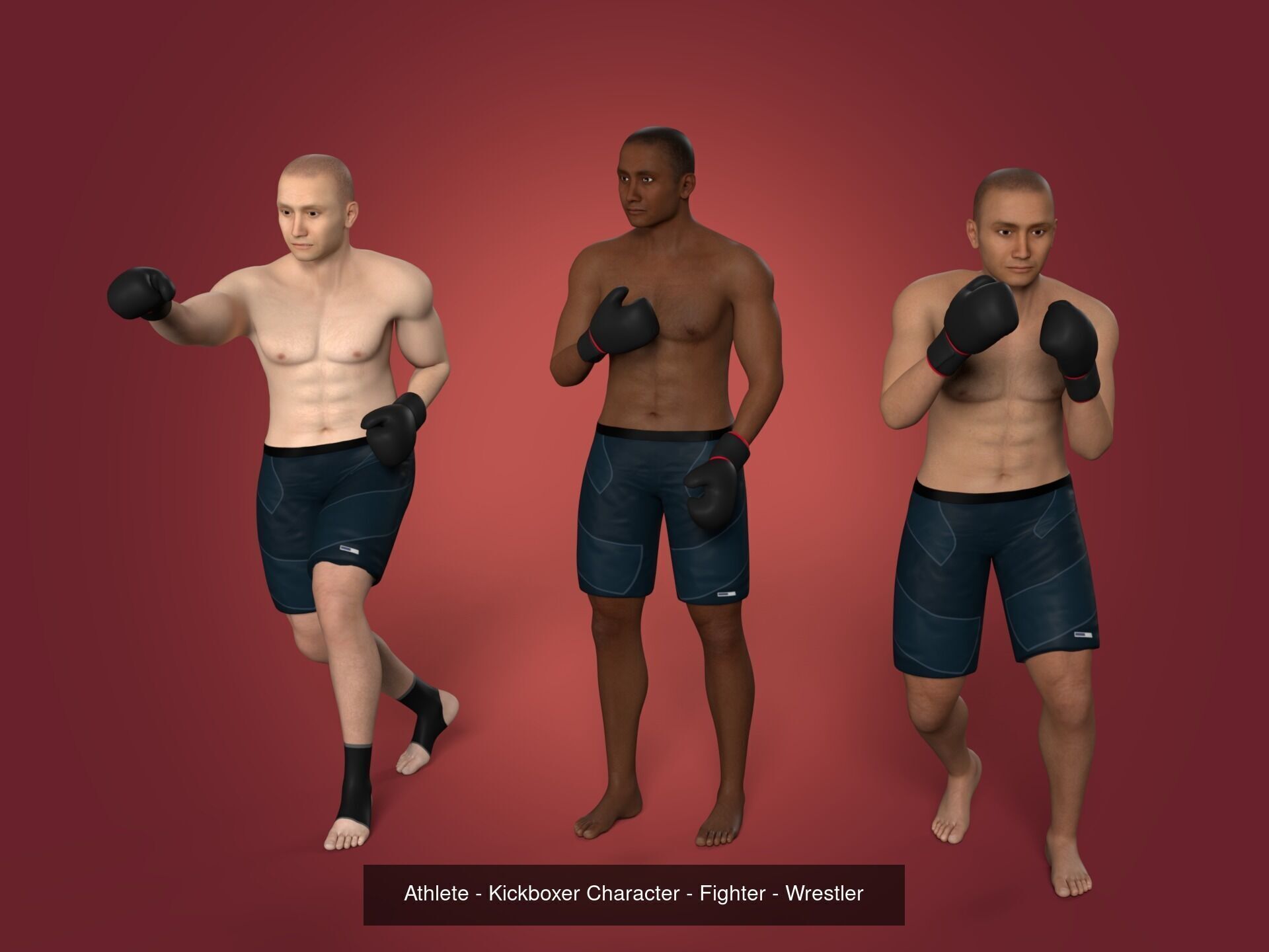 Sports - Athlete - Volleyball Player - Wrestler - Kick-Boxing 3D Model Collection_2