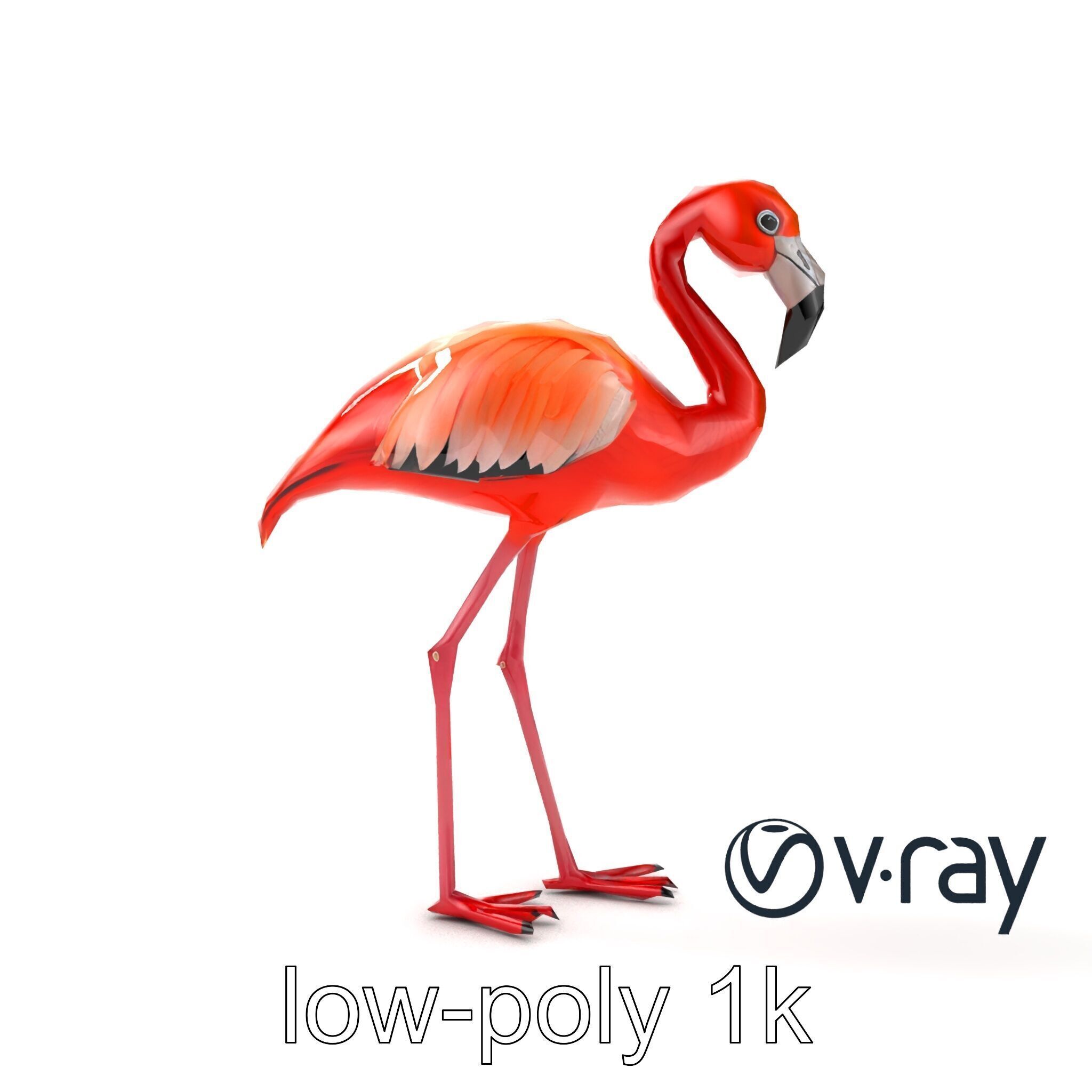 Stylized Flamingo Artistic Design model pack Low-poly 3D model_14