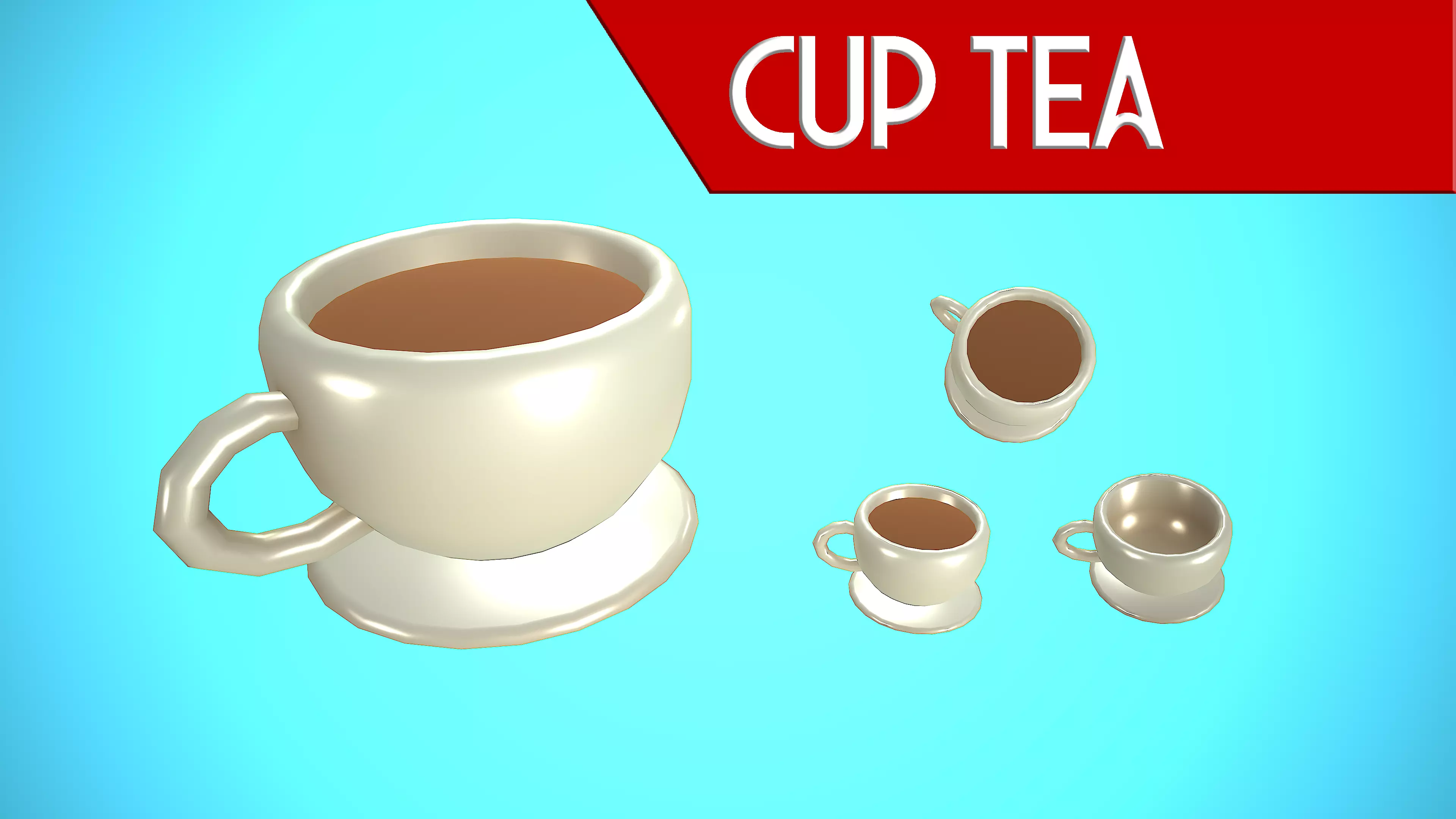 CUP TEA COFFEE CARTOON STYLIZED Low-poly 3D model
