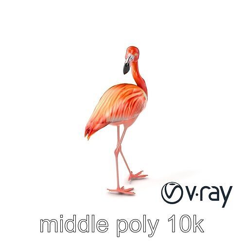 Vibrant Pink Flamingo Sculpture model pack Low-poly 3D model