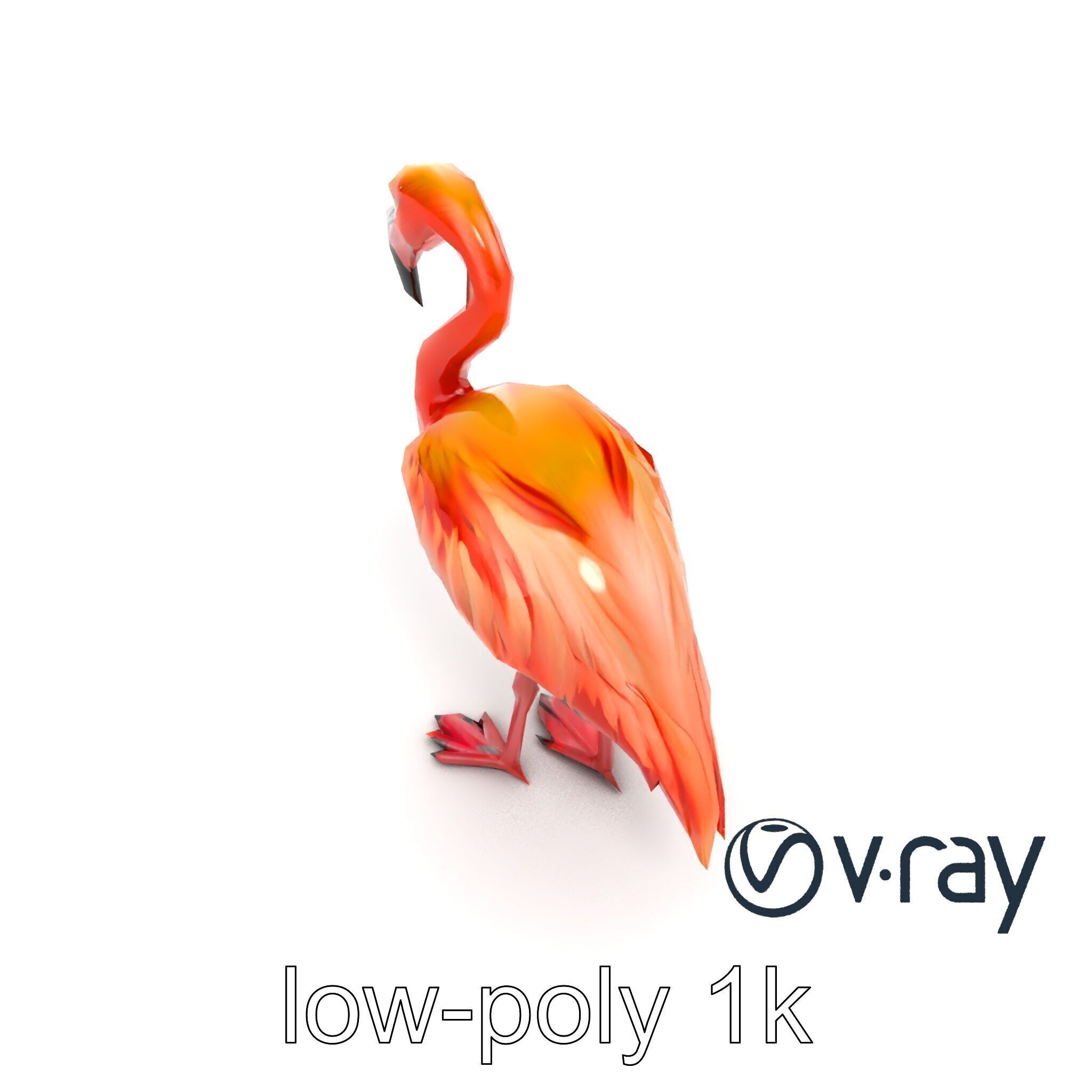 Vibrant Pink Flamingo Model Pack Low-poly 3D model_8