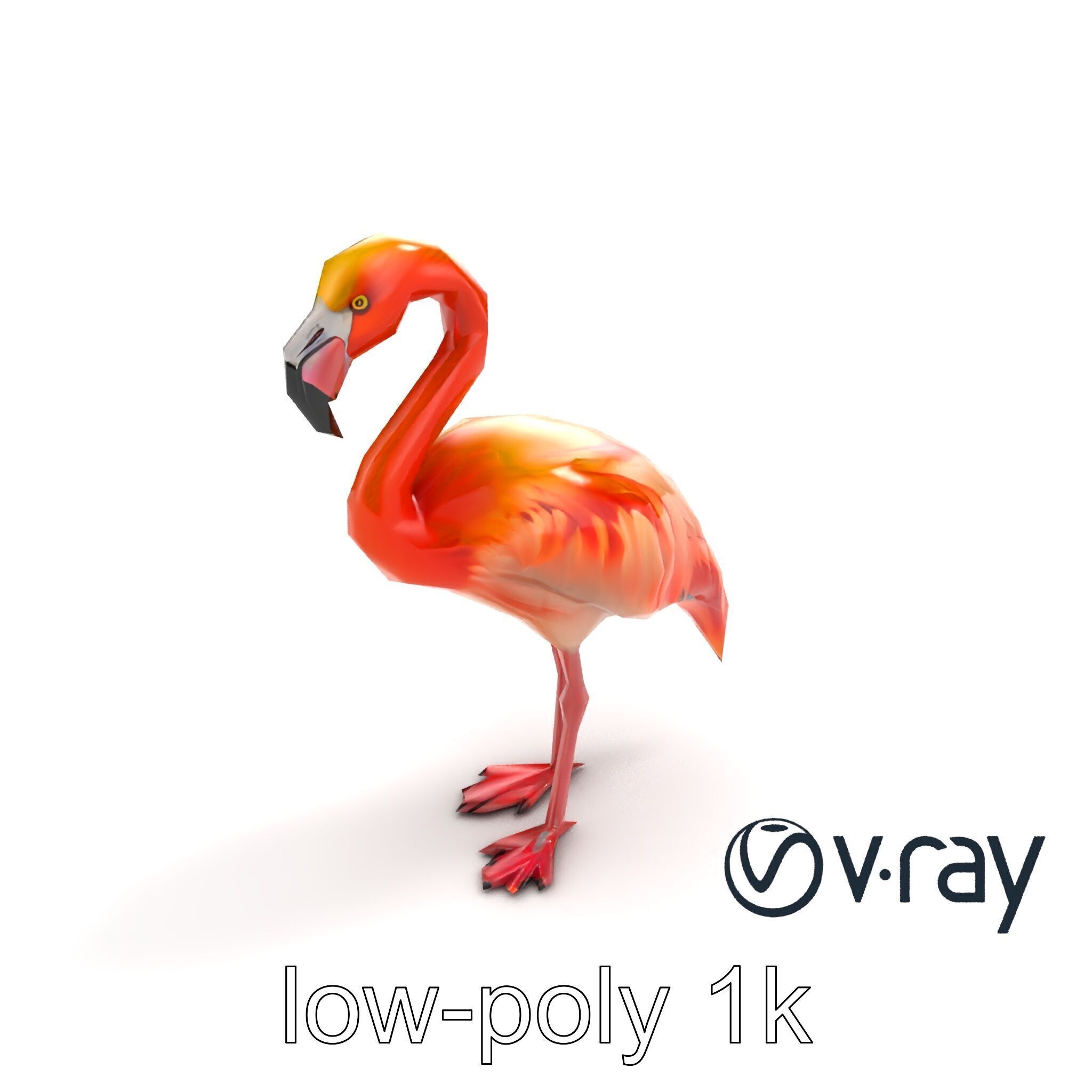 Vibrant Pink Flamingo Model Pack Low-poly 3D model_5