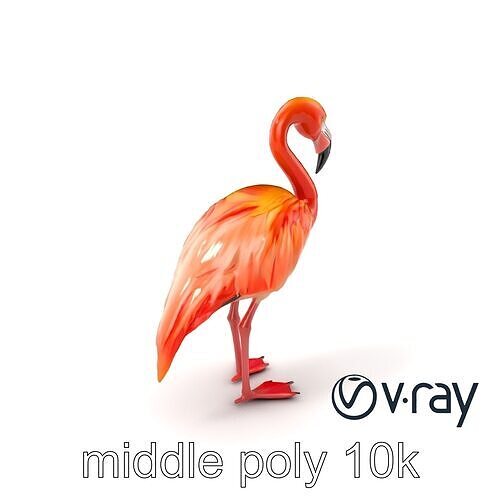 Vibrant Pink Flamingo Model Pack Low-poly 3D model