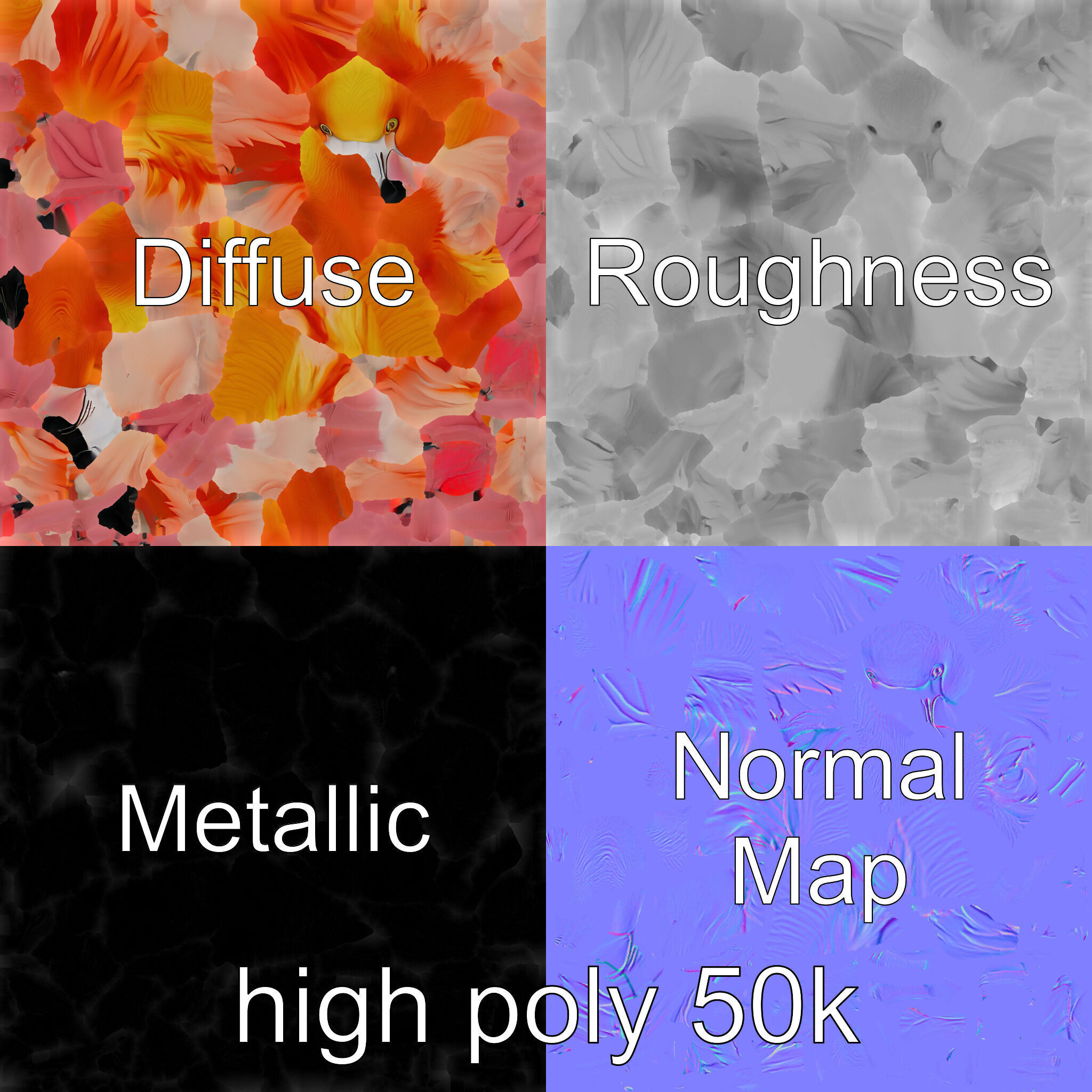 Vibrant Pink Flamingo Model Pack Low-poly 3D model_1