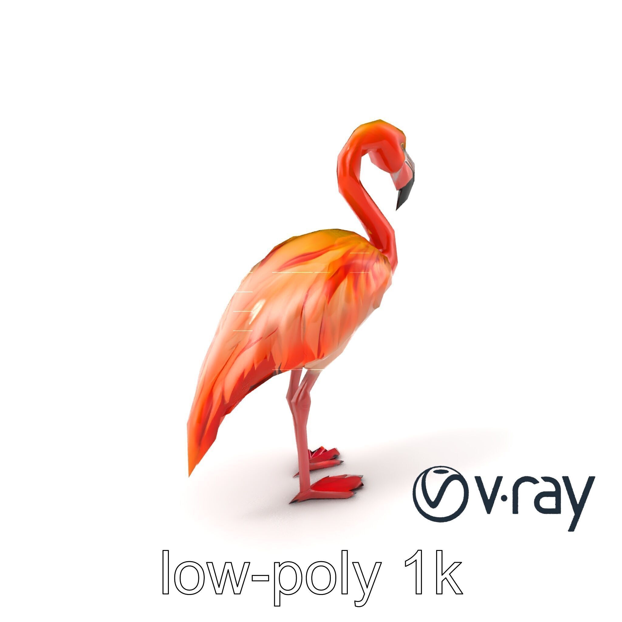 Vibrant Pink Flamingo Model Pack Low-poly 3D model_2