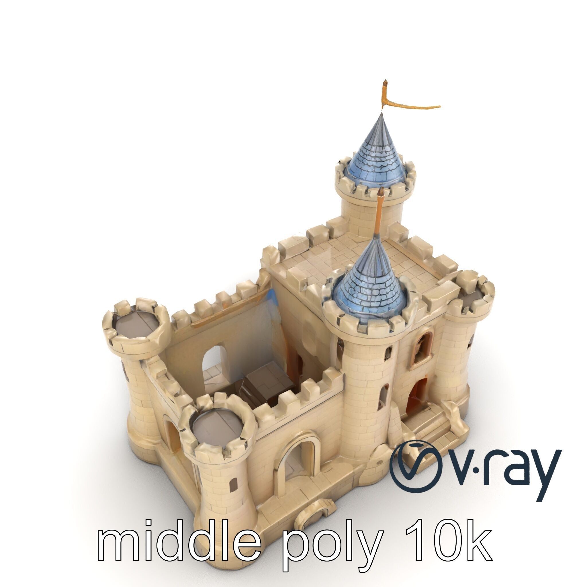 Majestic Stone Castle Environment model pack Low-poly 3D model_17