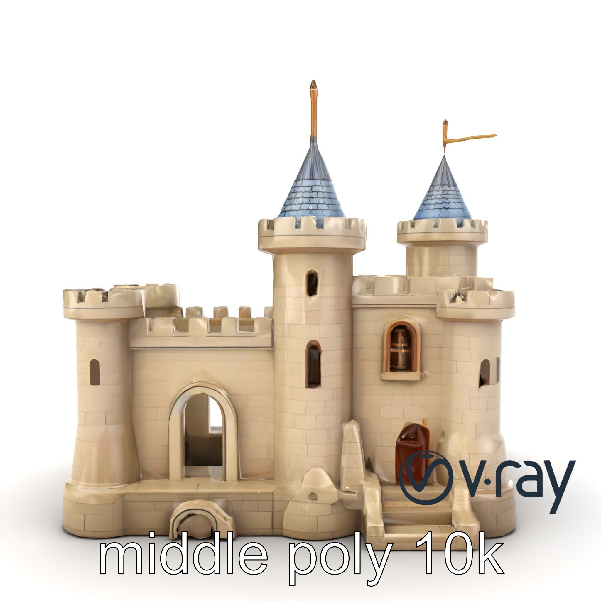 Majestic Stone Castle Environment model pack Low-poly 3D model_15