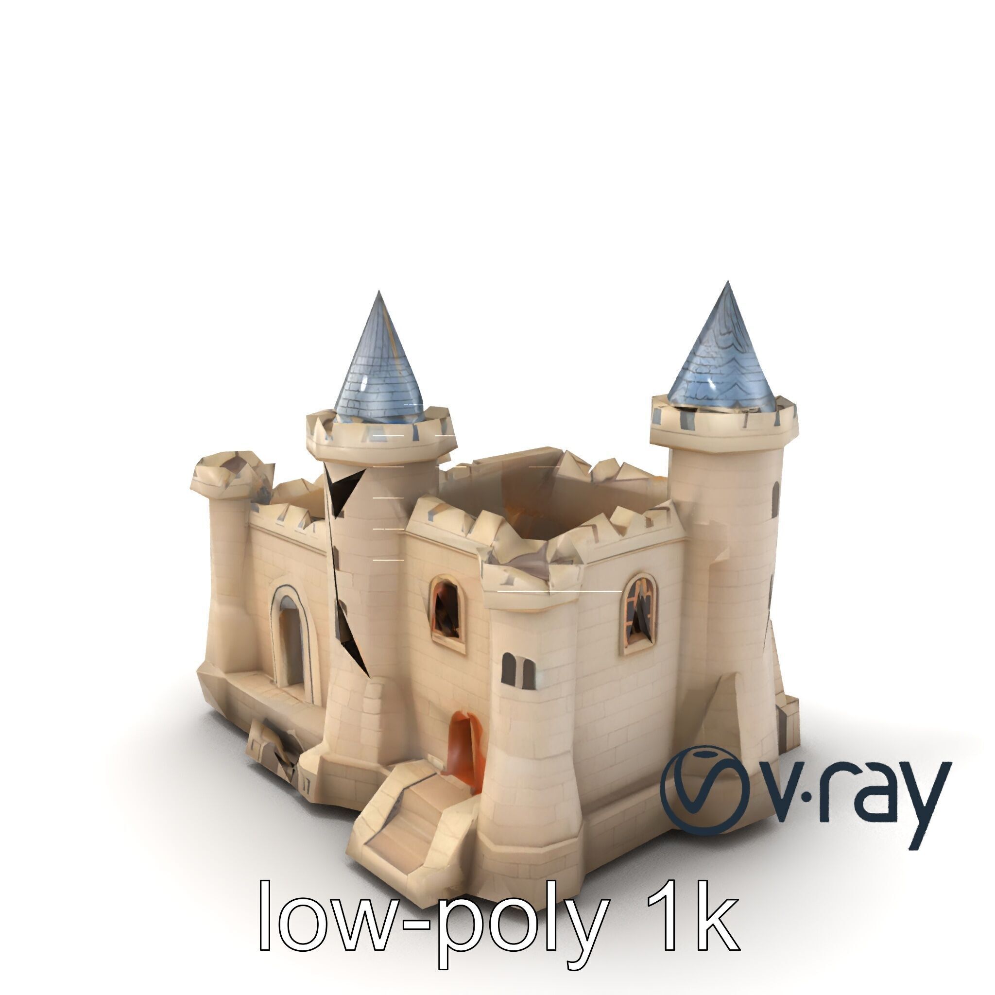Majestic Stone Castle Environment model pack Low-poly 3D model_2