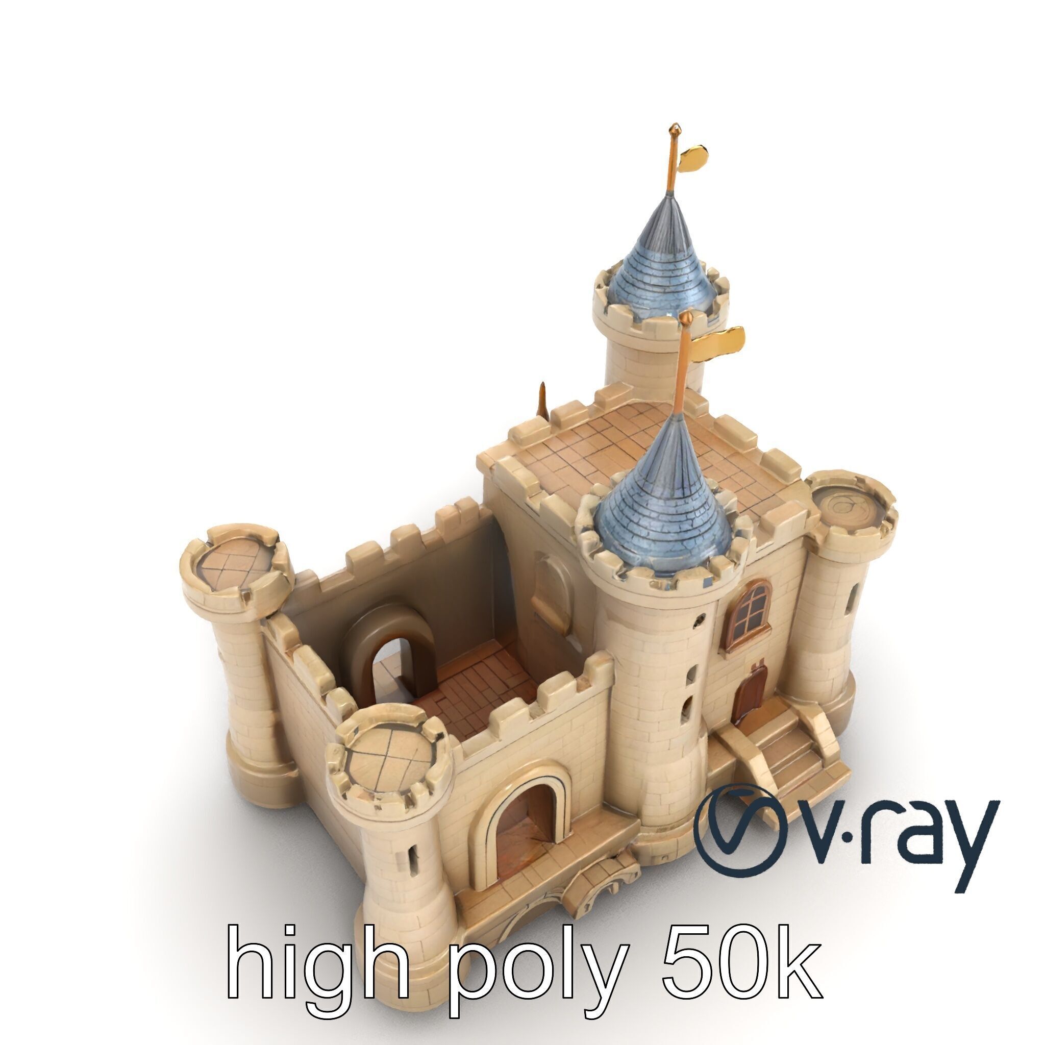 Majestic Stone Castle Environment model pack Low-poly 3D model_21