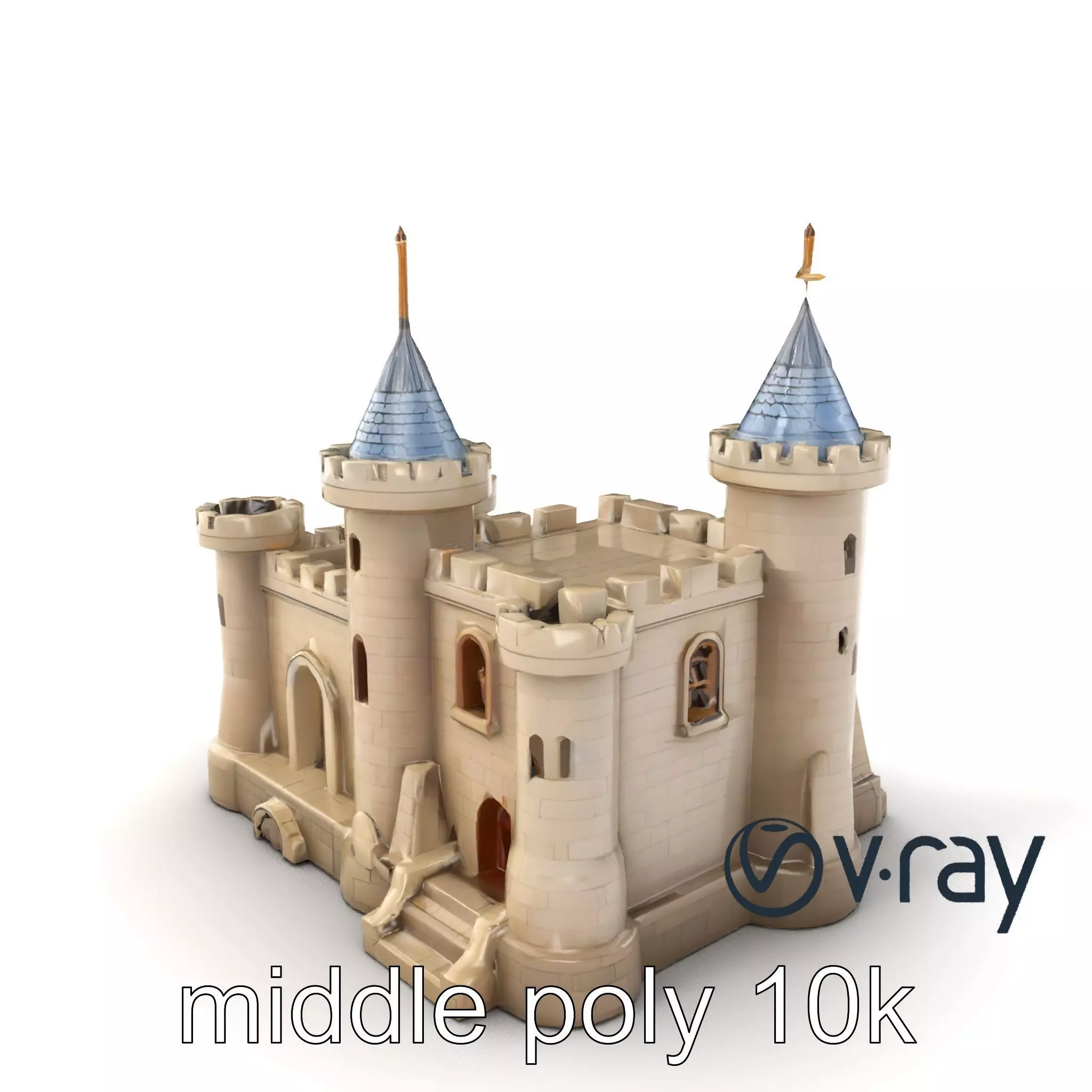 Majestic Stone Castle Environment model pack Low-poly 3D model_0