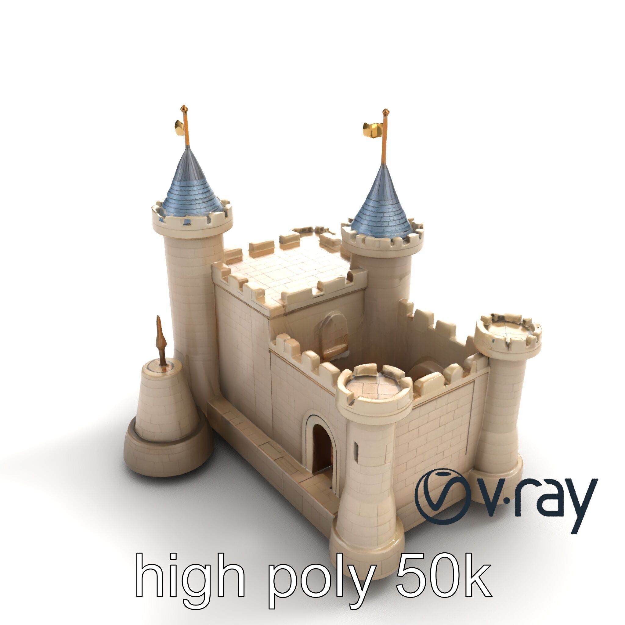 Majestic Stone Castle Environment model pack Low-poly 3D model_9