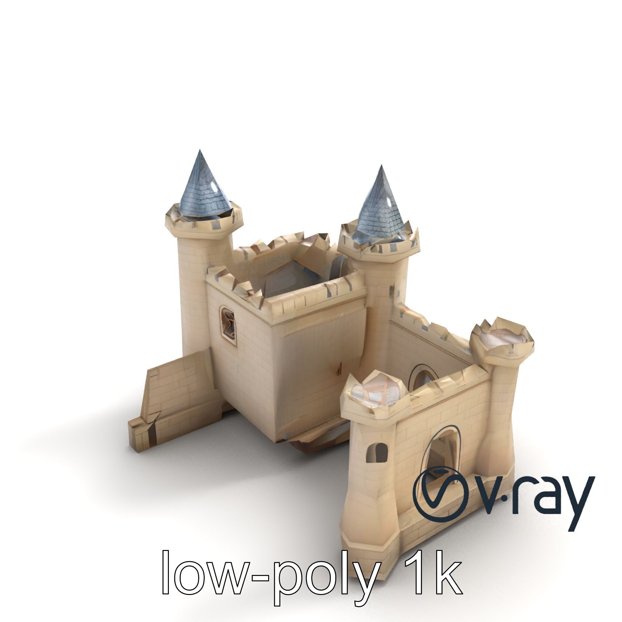 Majestic Stone Castle Environment model pack Low-poly 3D model_5