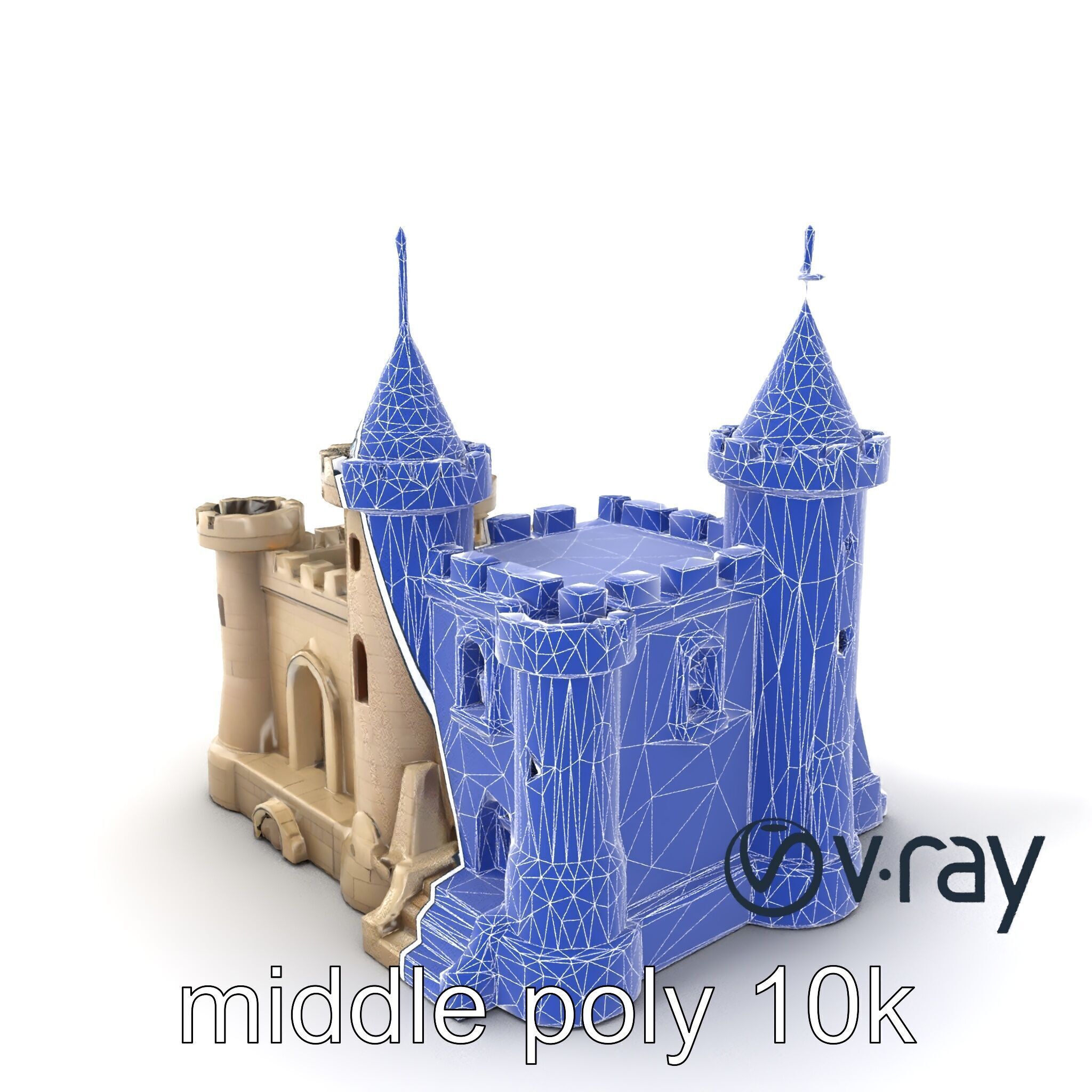 Majestic Stone Castle Environment model pack Low-poly 3D model_4