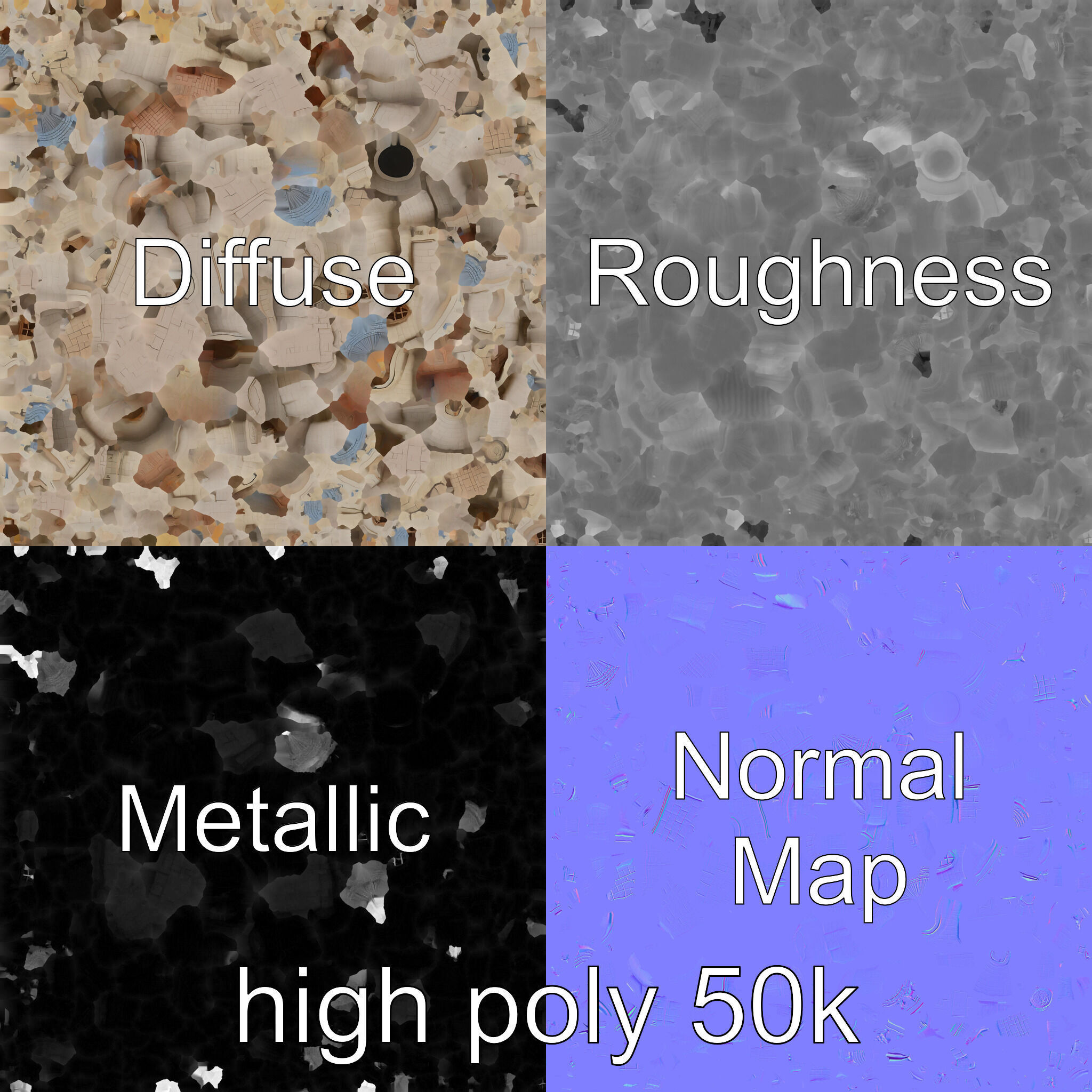 Majestic Stone Castle Environment model pack Low-poly 3D model_1