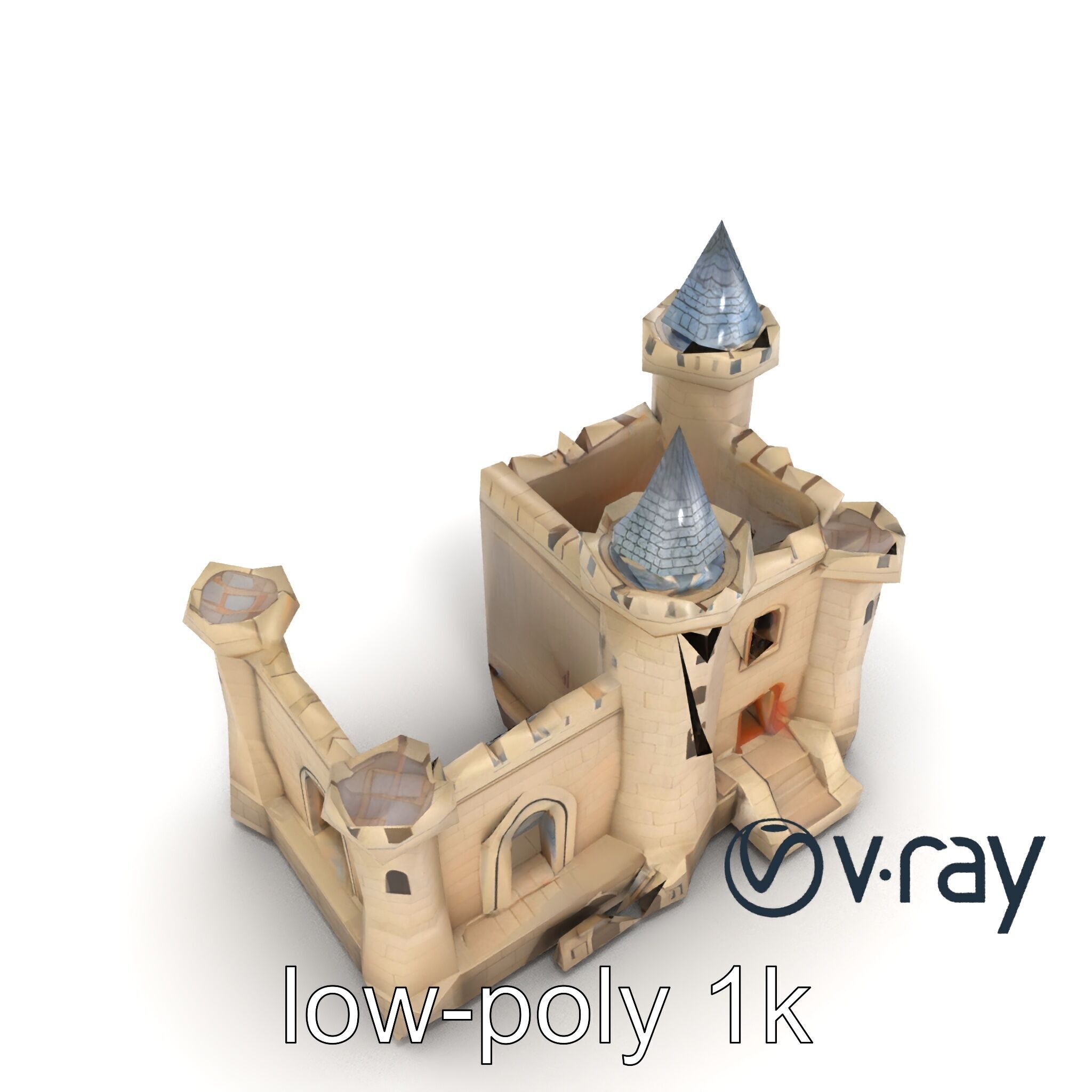 Majestic Stone Castle Environment model pack Low-poly 3D model_8