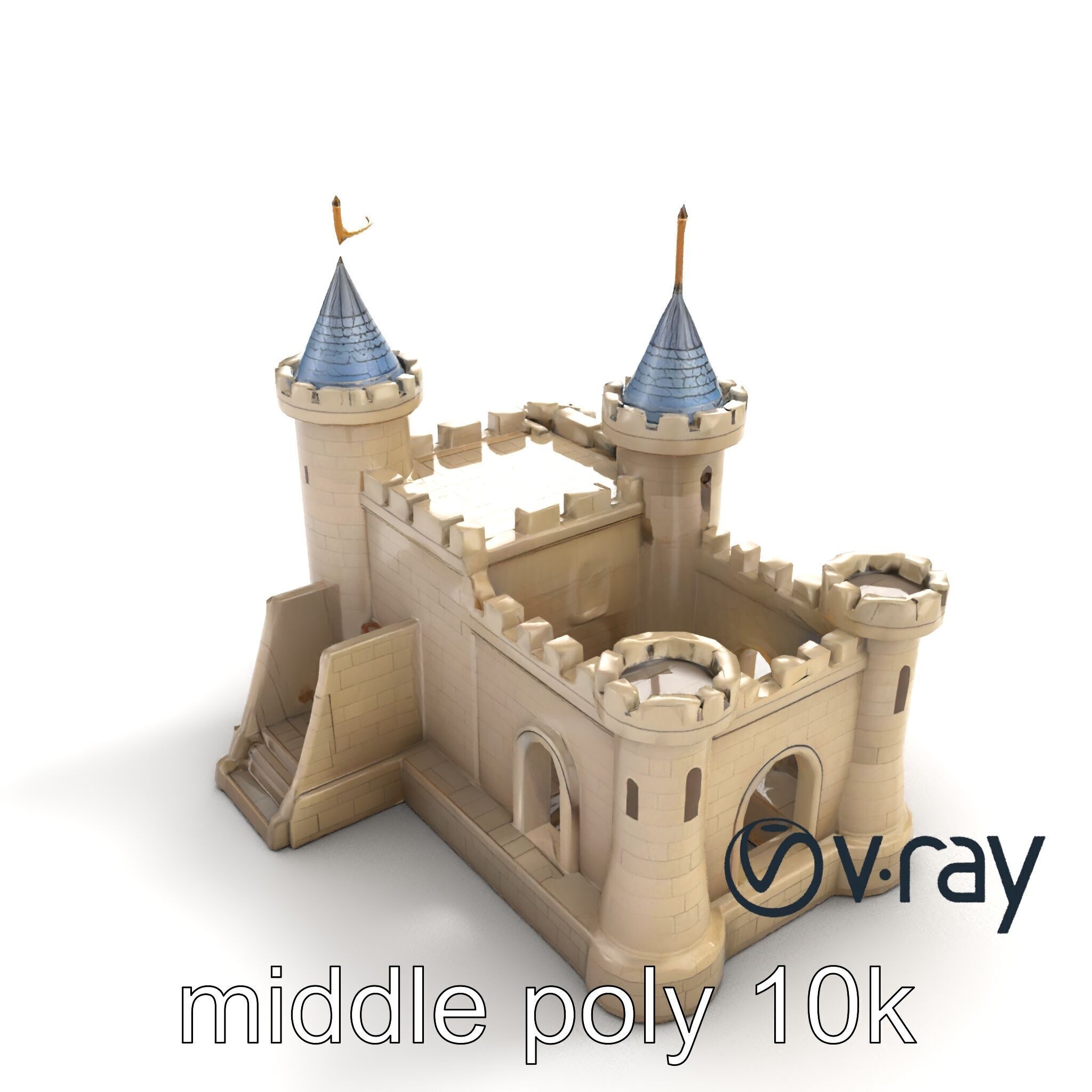 Majestic Stone Castle Environment model pack Low-poly 3D model_7