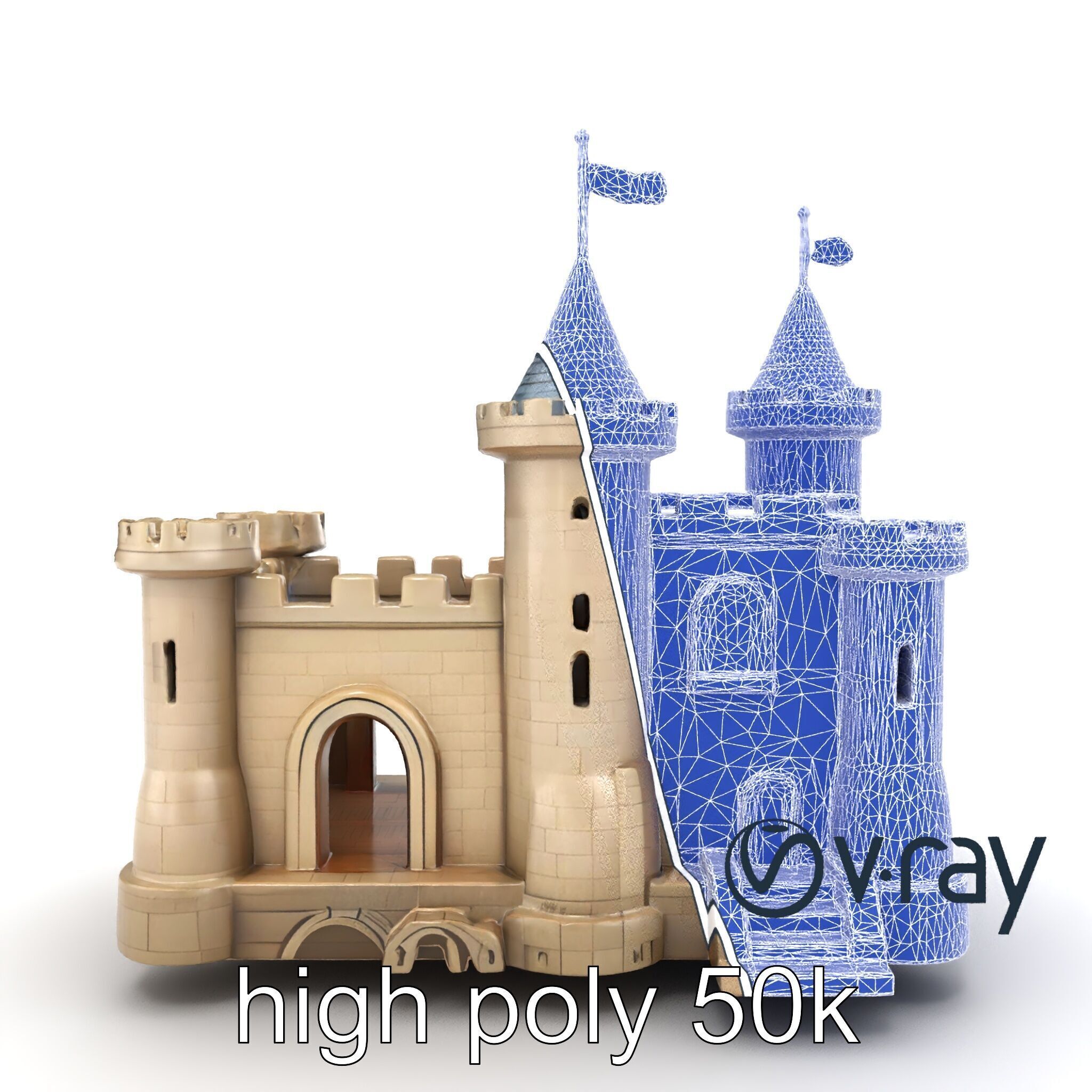 Majestic Stone Castle Environment model pack Low-poly 3D model_30