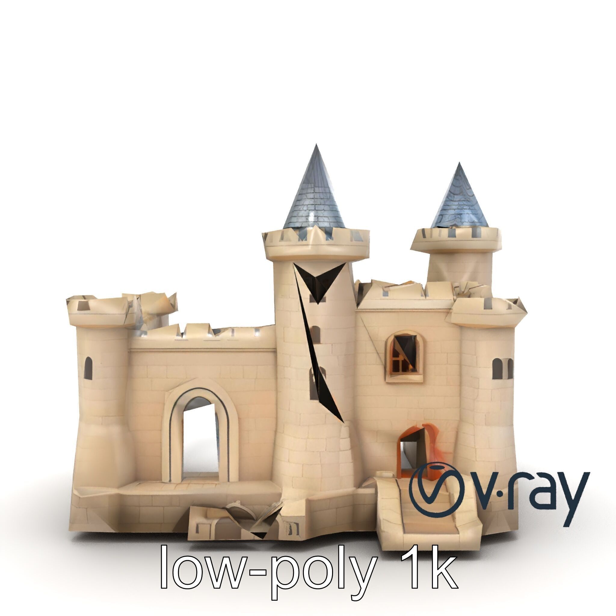 Majestic Stone Castle Environment model pack Low-poly 3D model_14