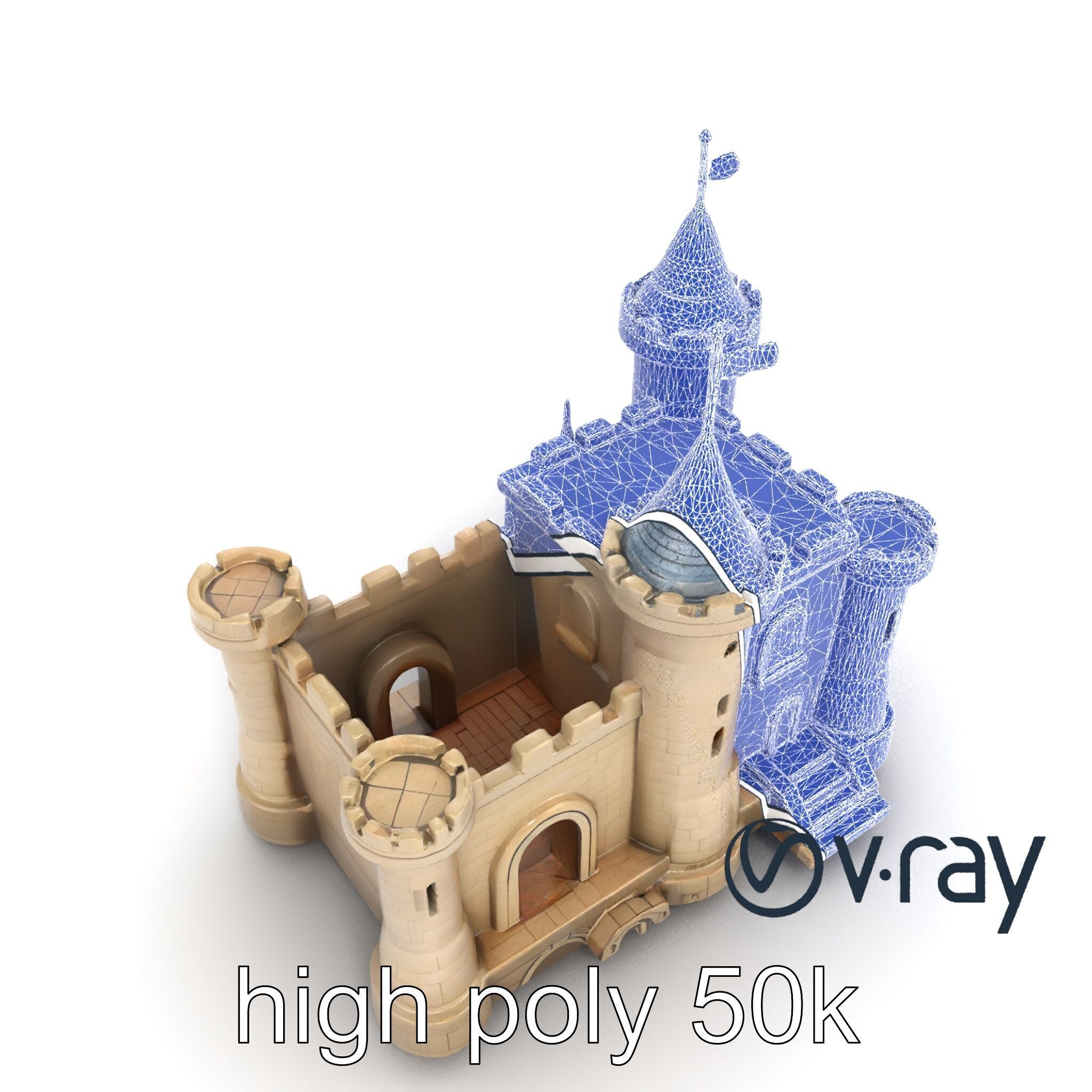 Majestic Stone Castle Environment model pack Low-poly 3D model_25