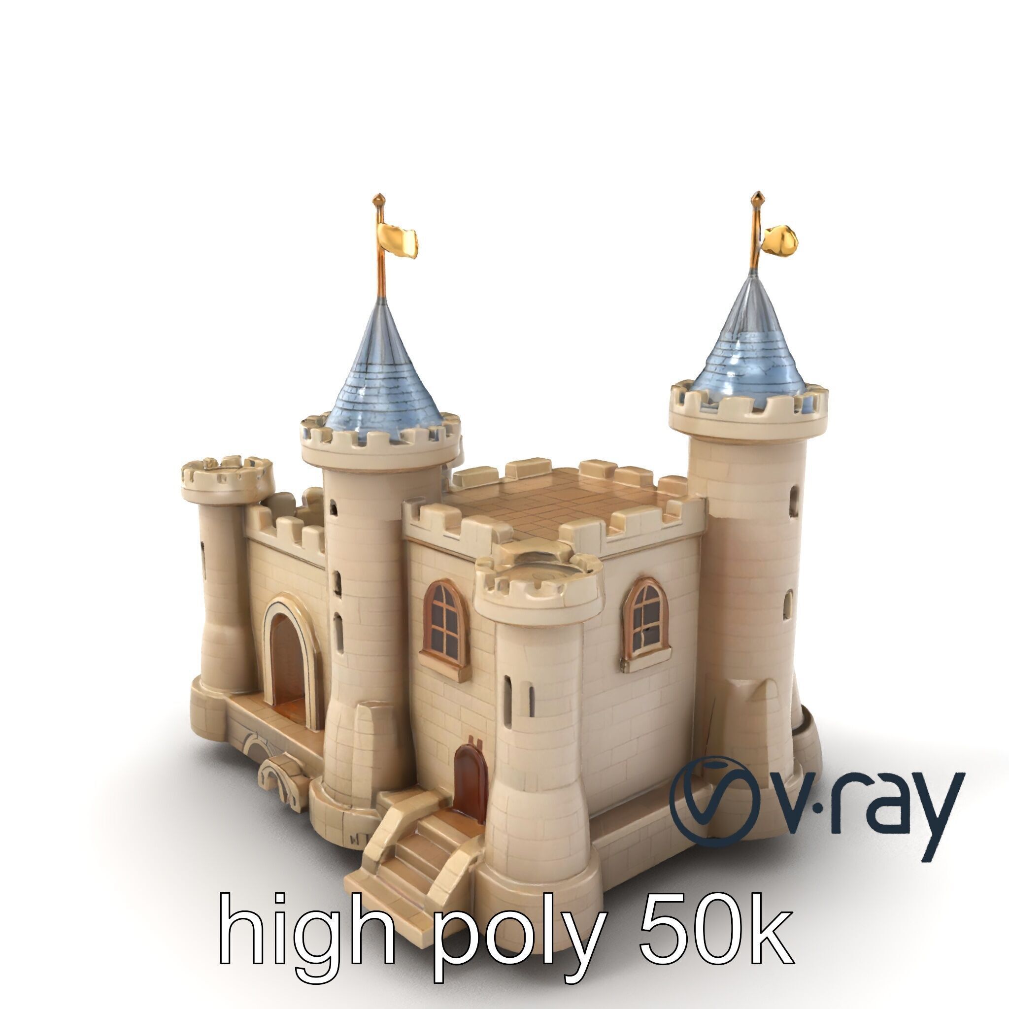 Majestic Stone Castle Environment model pack Low-poly 3D model_6