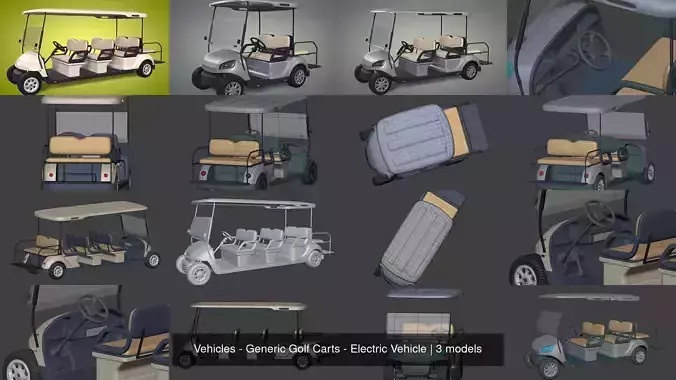 Vehicles - Generic Golf Carts - Electric Vehicle 3D Model Collection
