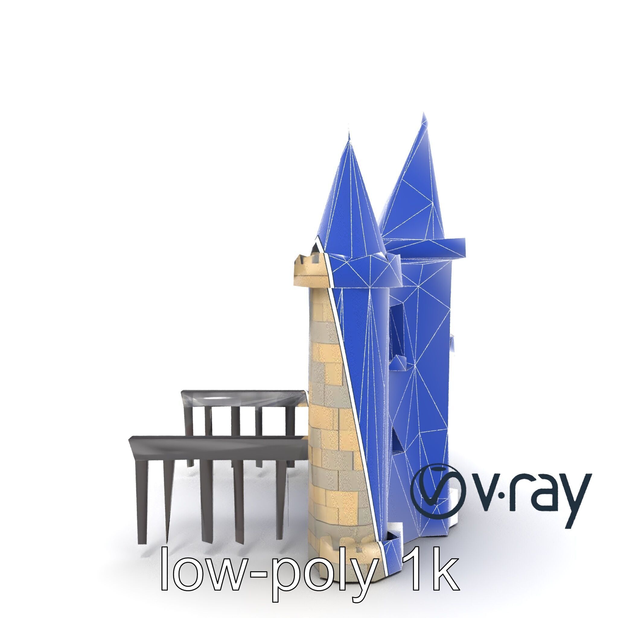 Majestic Stone Castle with Arched Windows model pack Low-poly 3D model_23