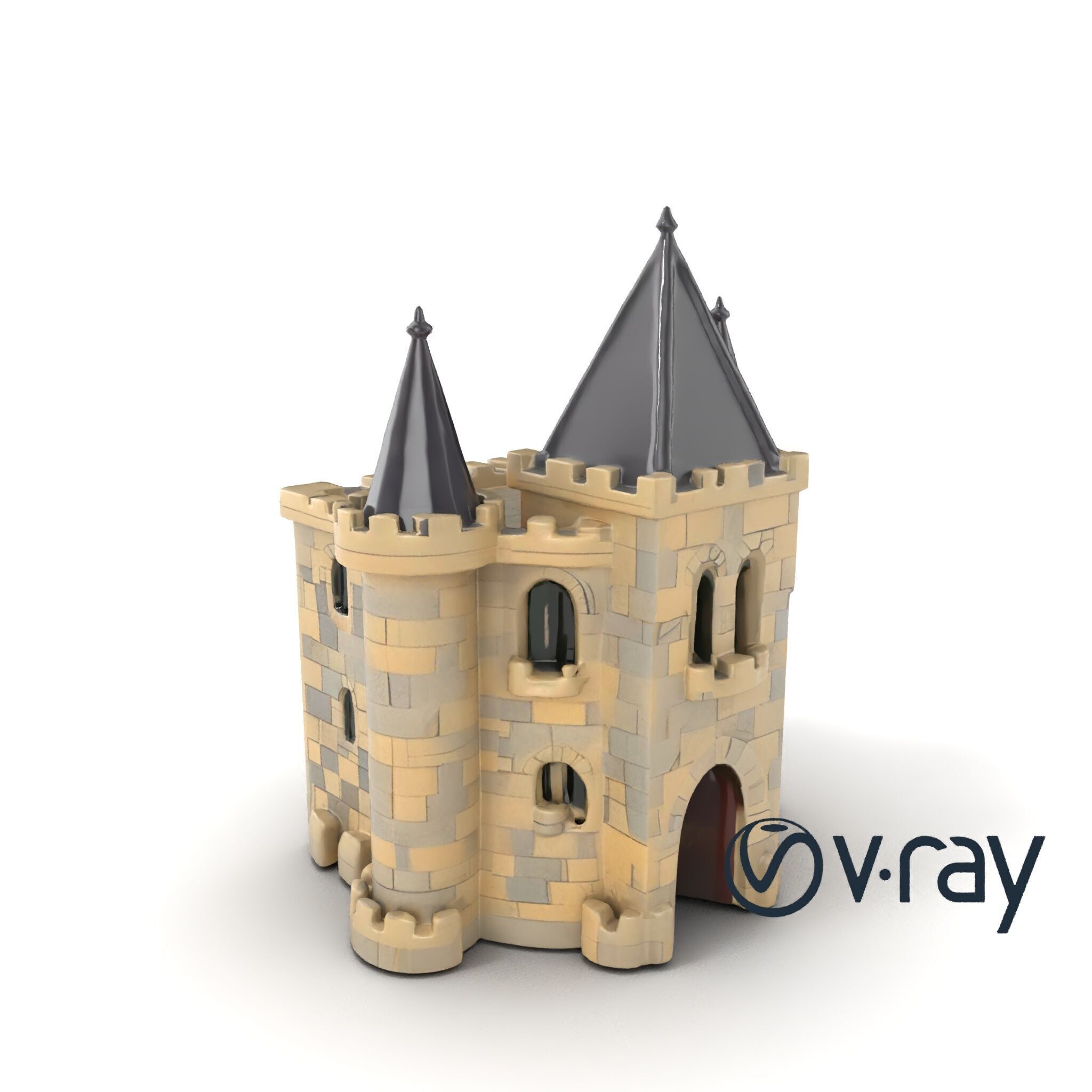 Majestic Stone Castle with Arched Windows model pack Low-poly 3D model_6