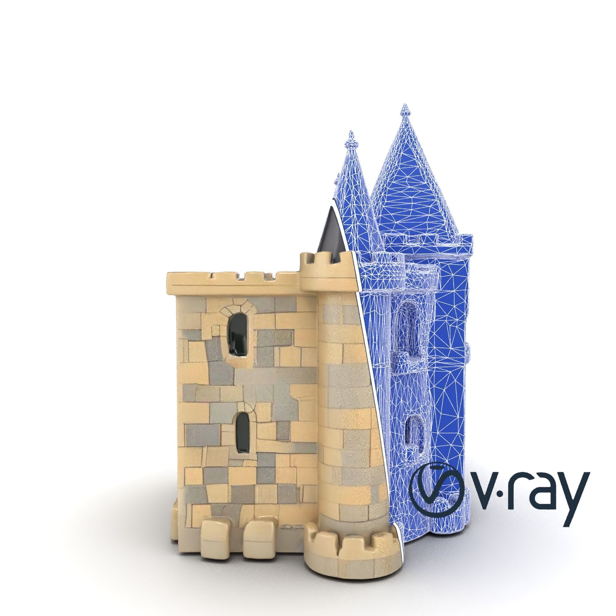 Majestic Stone Castle with Arched Windows model pack Low-poly 3D model_29