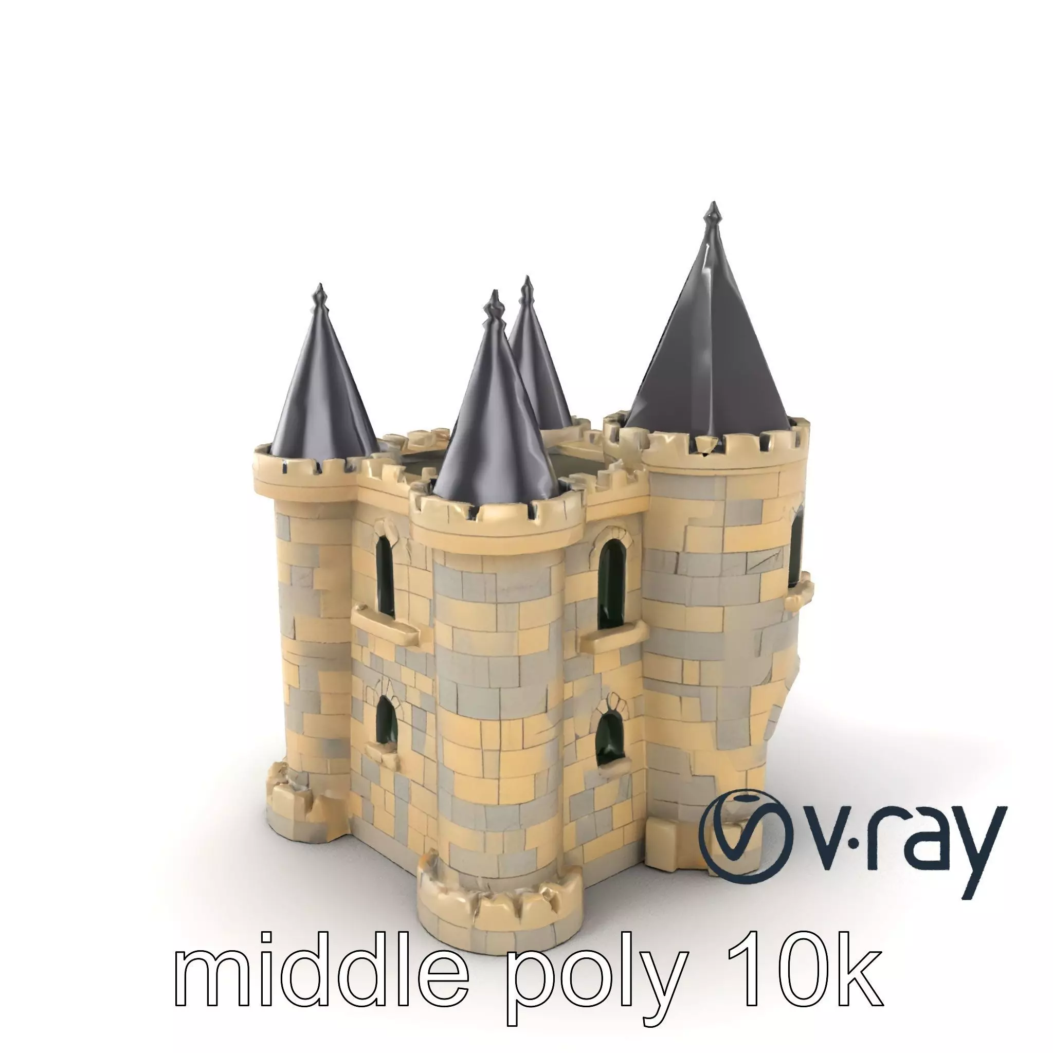 Majestic Stone Castle with Arched Windows model pack Low-poly 3D model_0